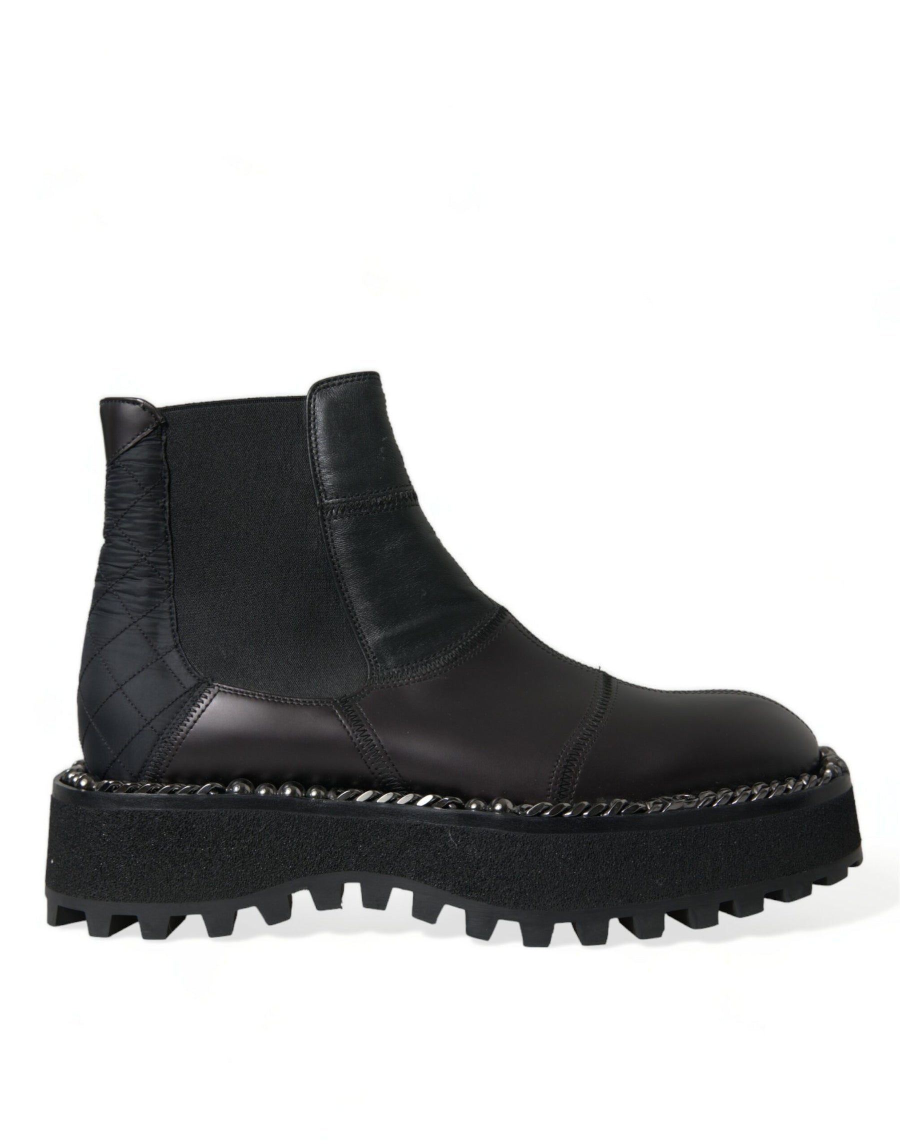 Dolce & Gabbana Black Leather Slip On Stretch Chelsea Boots Shoes | Regal Royce