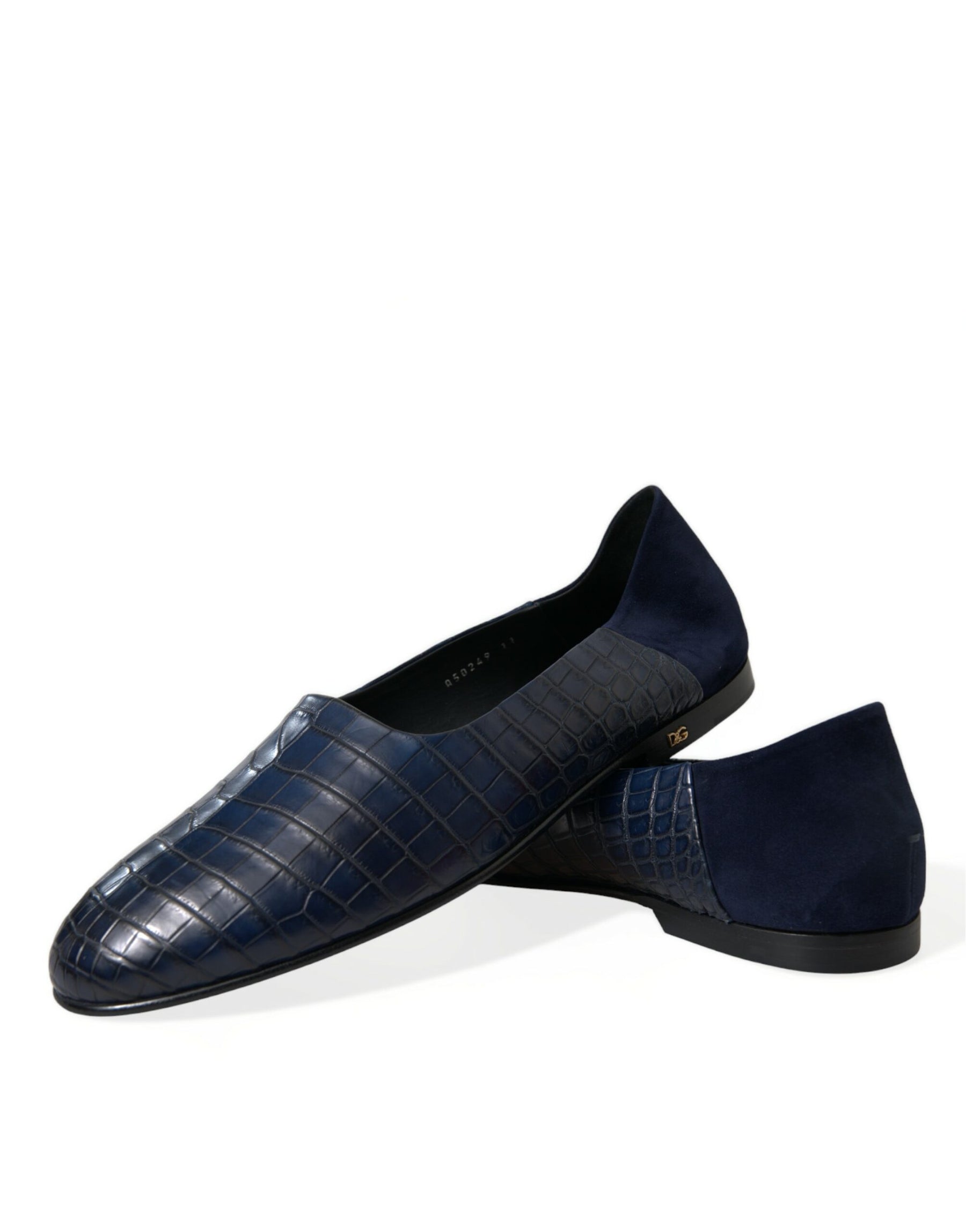 Dolce & Gabbana Blue Crocodile Leather Loafers Slip On Shoes | Regal Royce