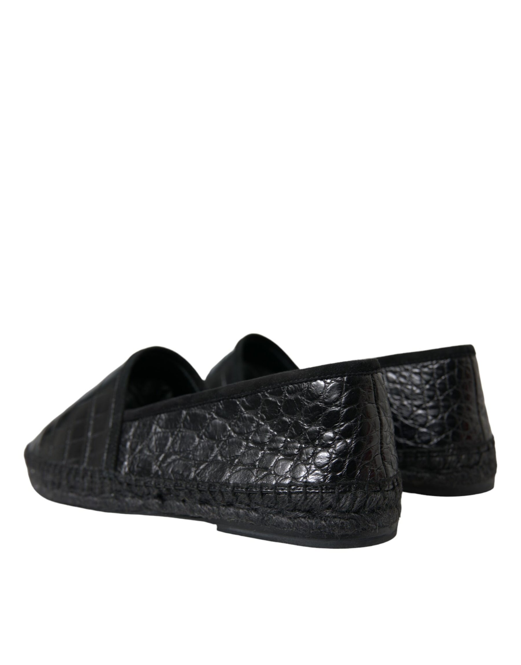 Dolce & Gabbana Black Exotic Leather Espadrilles Slip On Shoes | Regal Royce