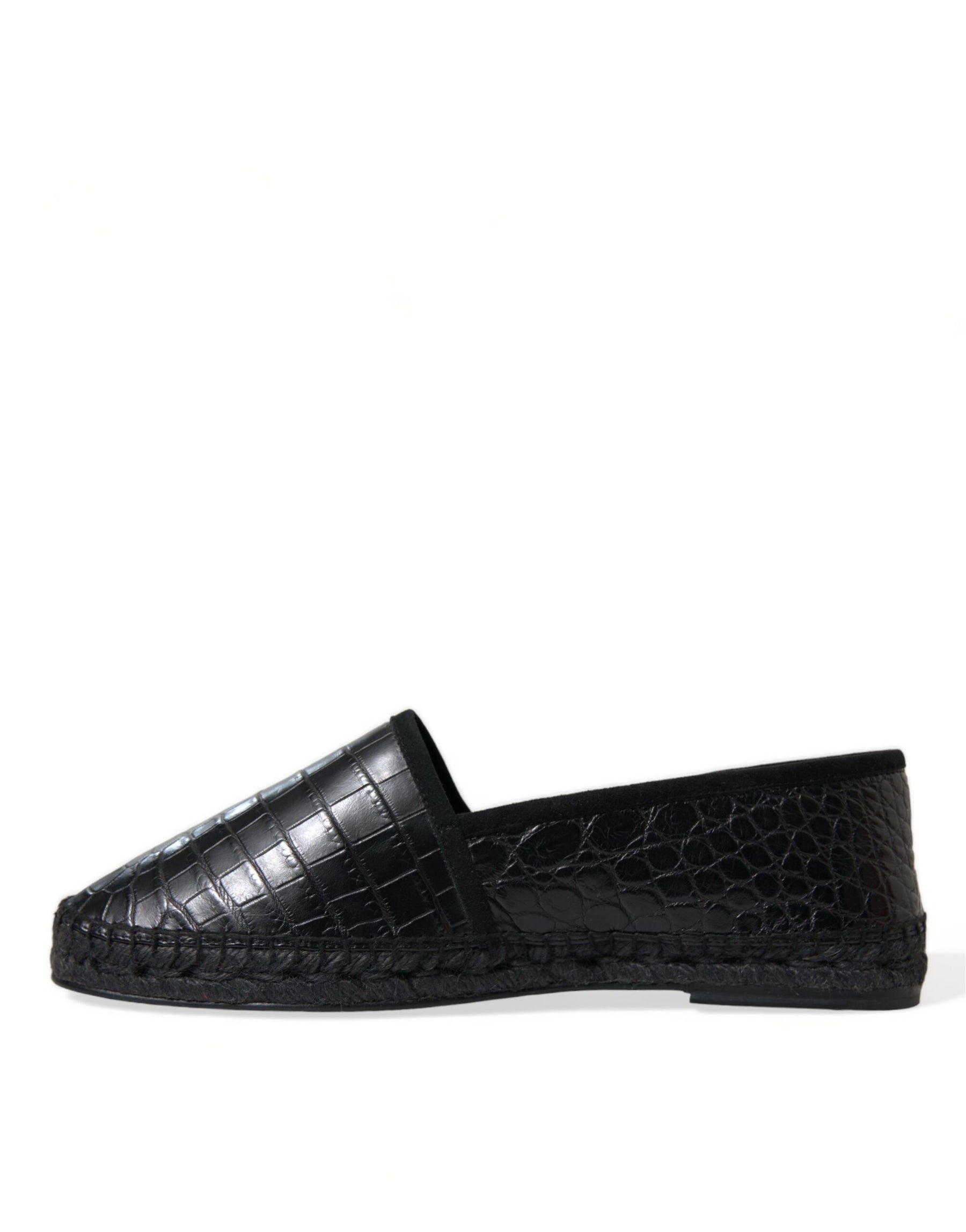 Dolce & Gabbana Black Exotic Leather Espadrilles Slip On Shoes | Regal Royce