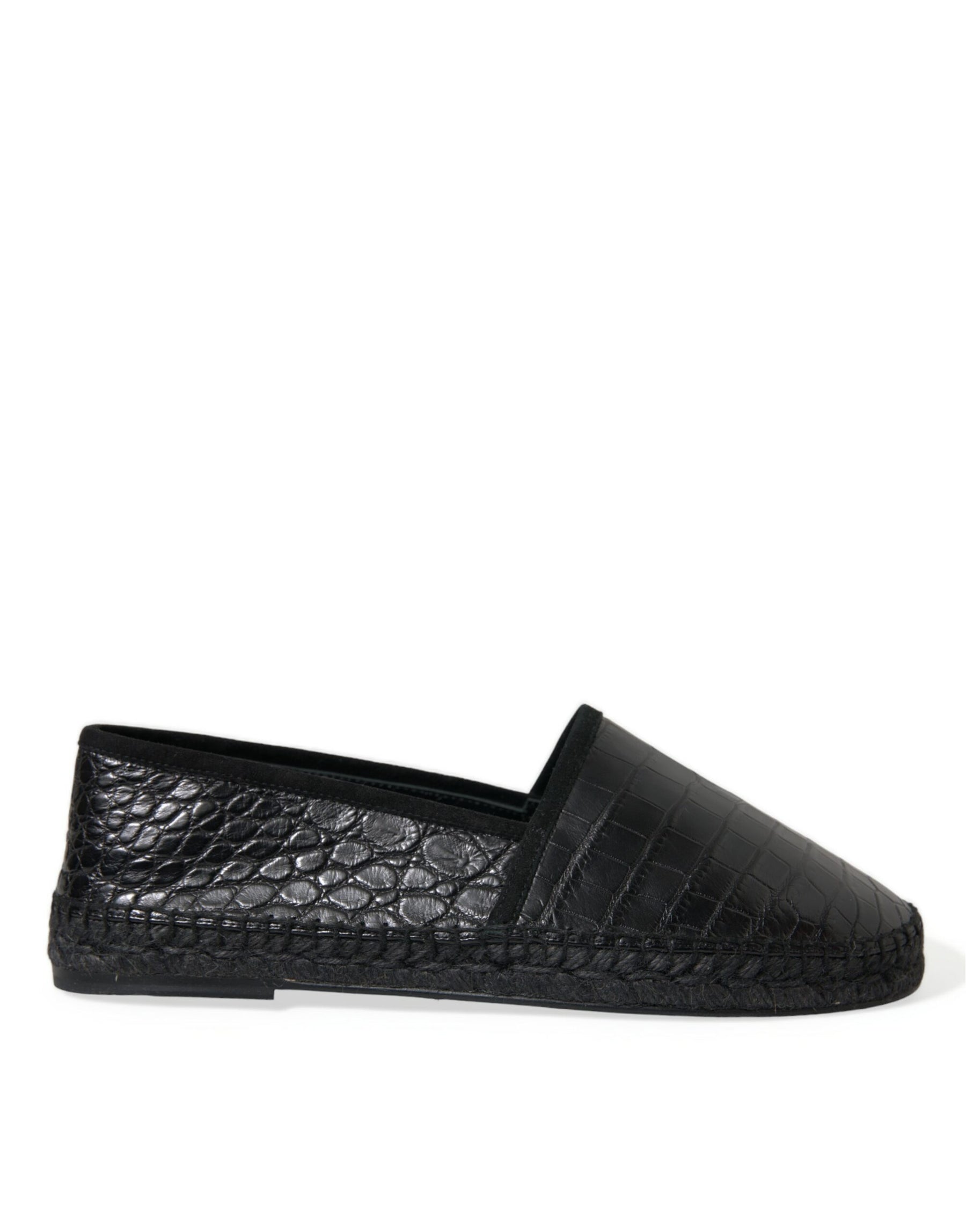 Dolce & Gabbana Black Exotic Leather Espadrilles Slip On Shoes | Regal Royce