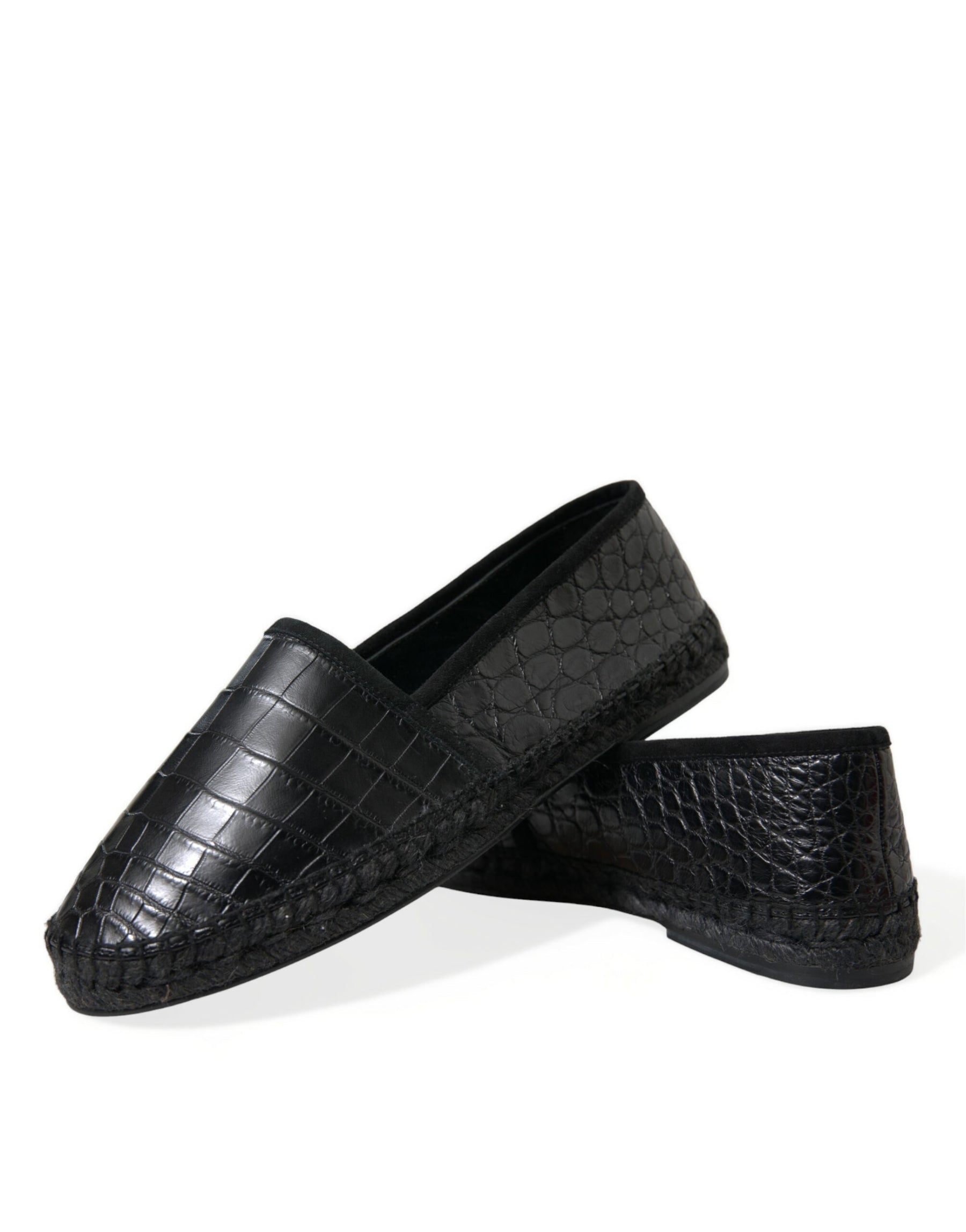 Dolce & Gabbana Black Exotic Leather Espadrilles Slip On Shoes | Regal Royce