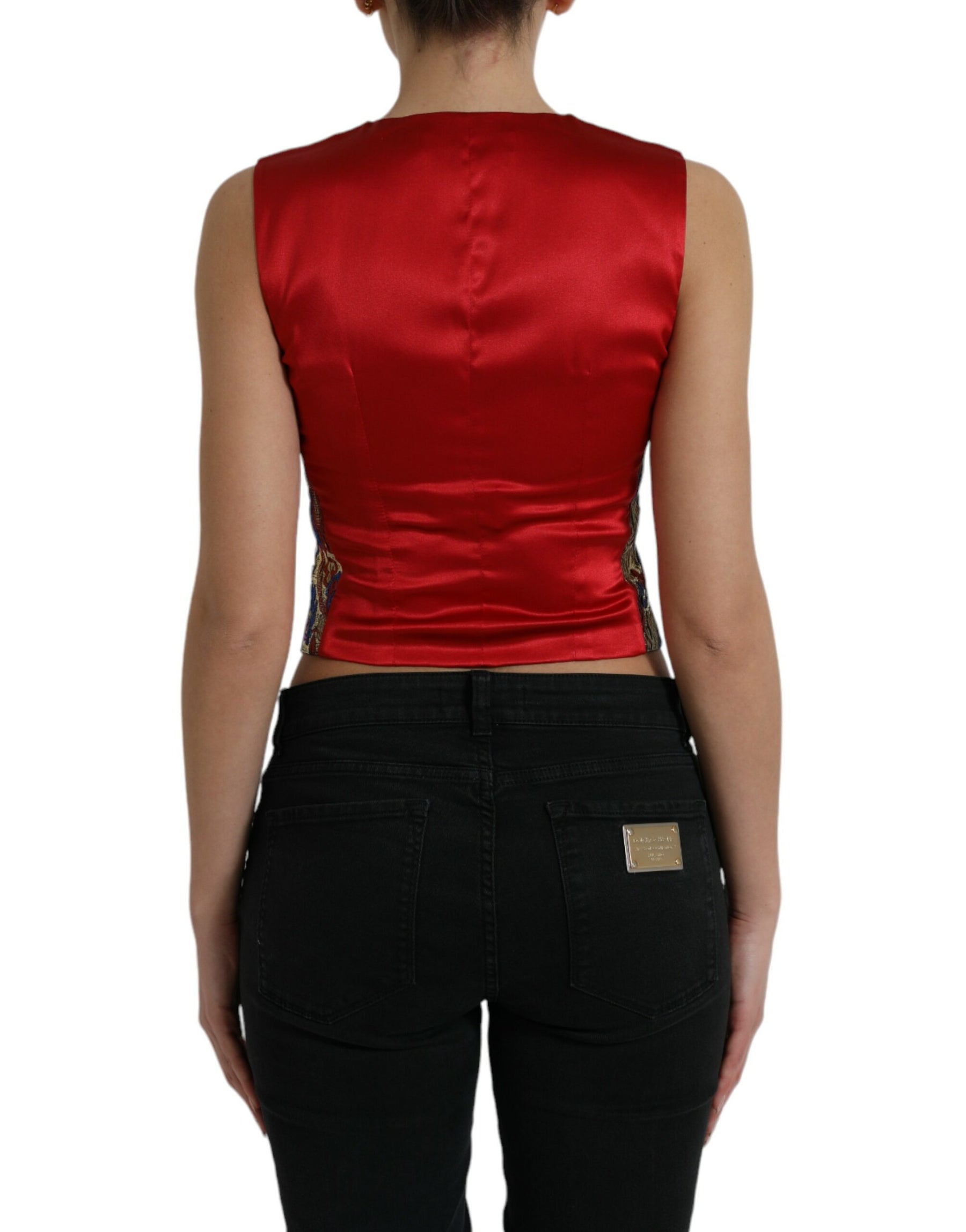 Dolce & Gabbana Multicolor Jacquard Button Waistcoat Vest Top | Regal Royce