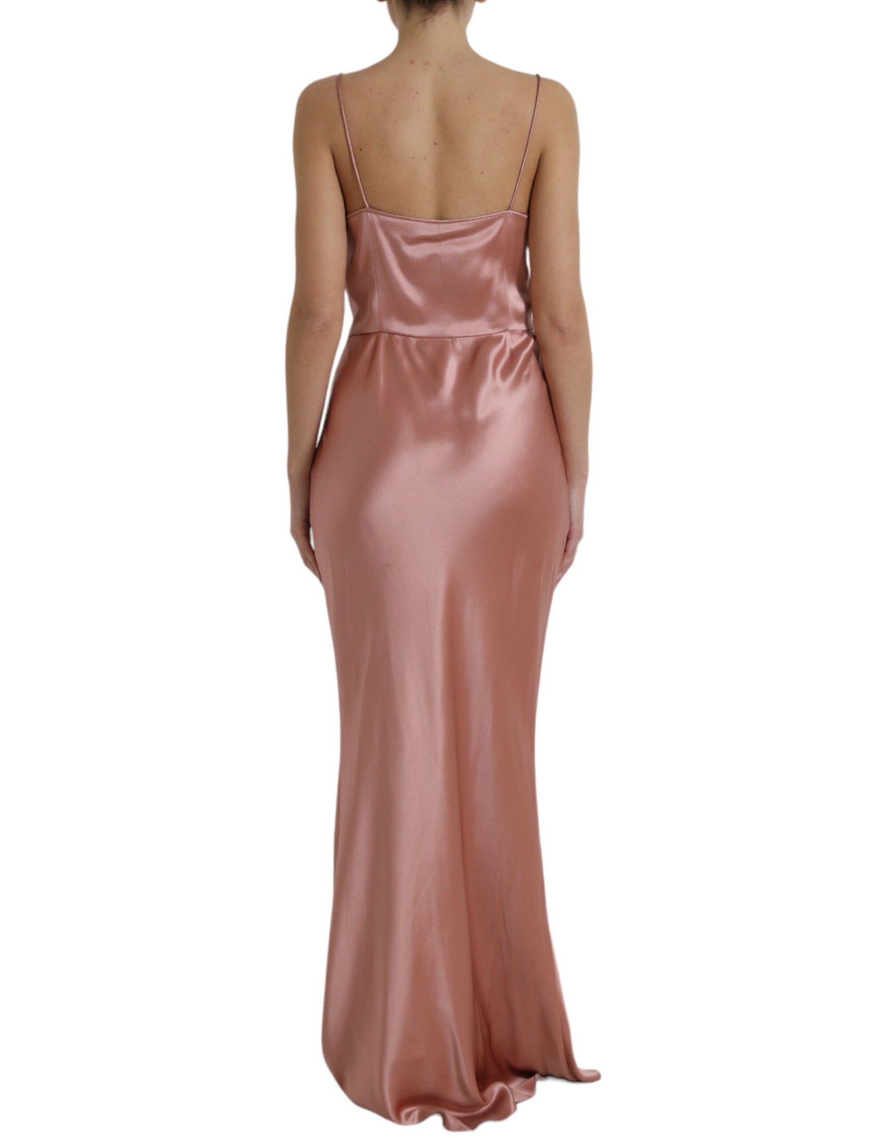 Dolce & Gabbana Pink Silk Spaghetti Straps Long Gown Dress | Regal Royce