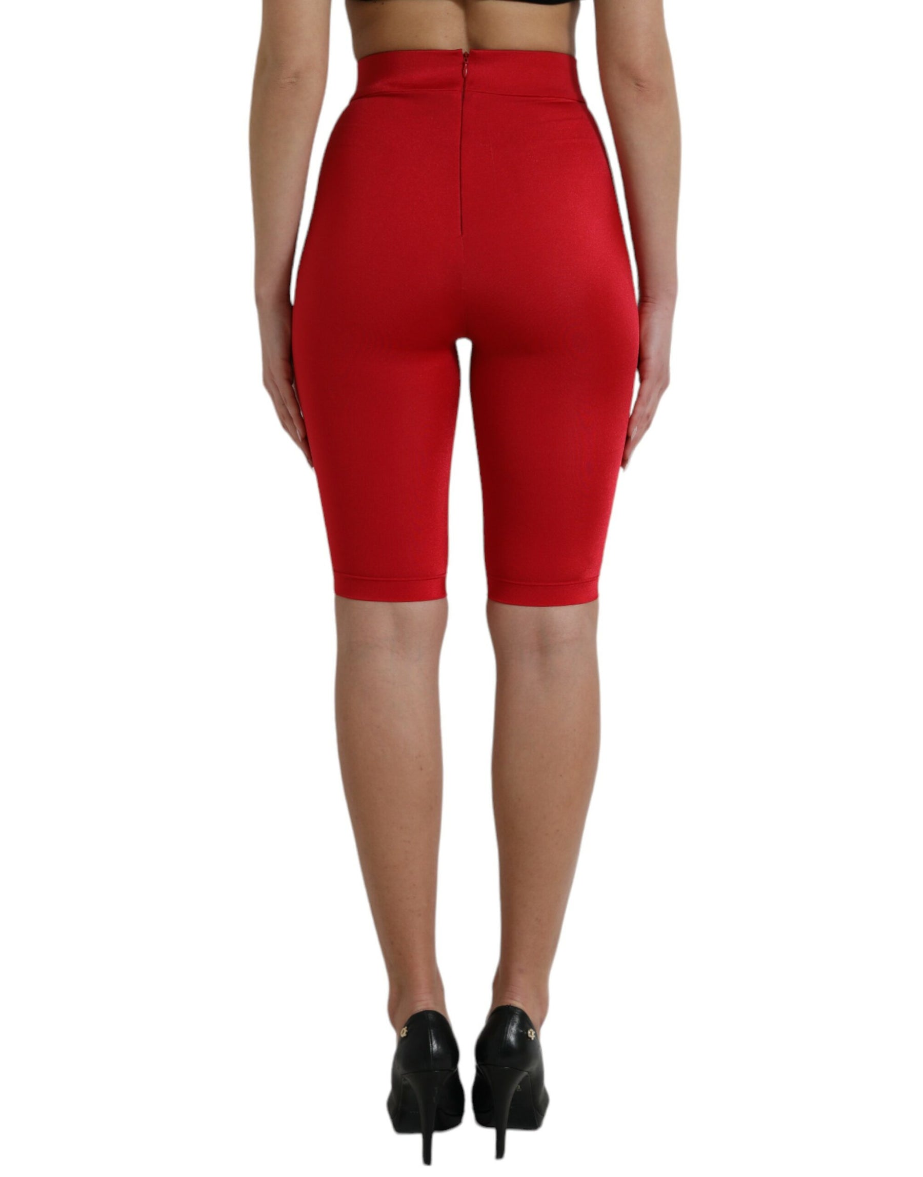Dolce & Gabbana Red Stretch High Waist Cropped Leggings Pants | Regal Royce