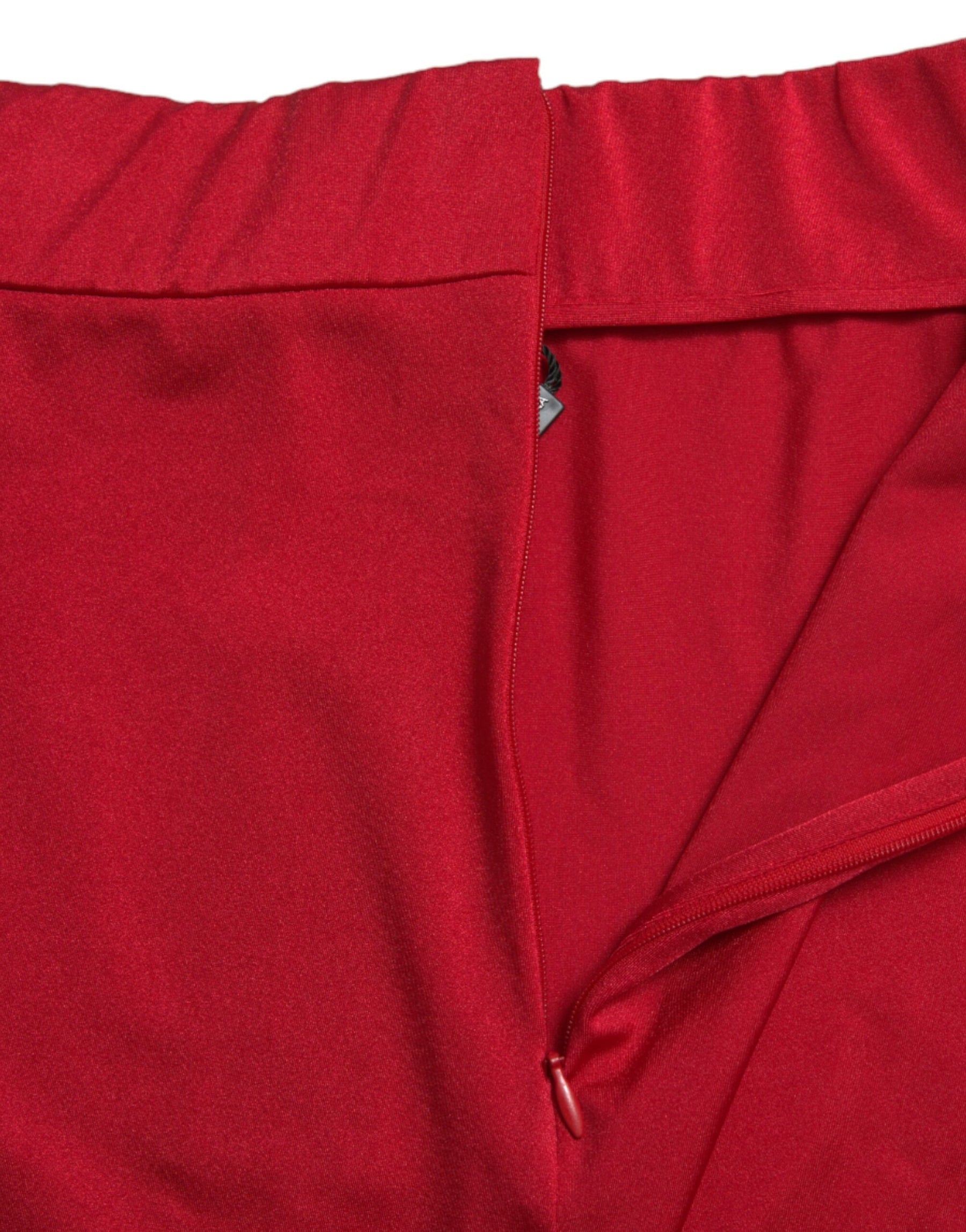Dolce & Gabbana Red Stretch High Waist Cropped Leggings Pants | Regal Royce
