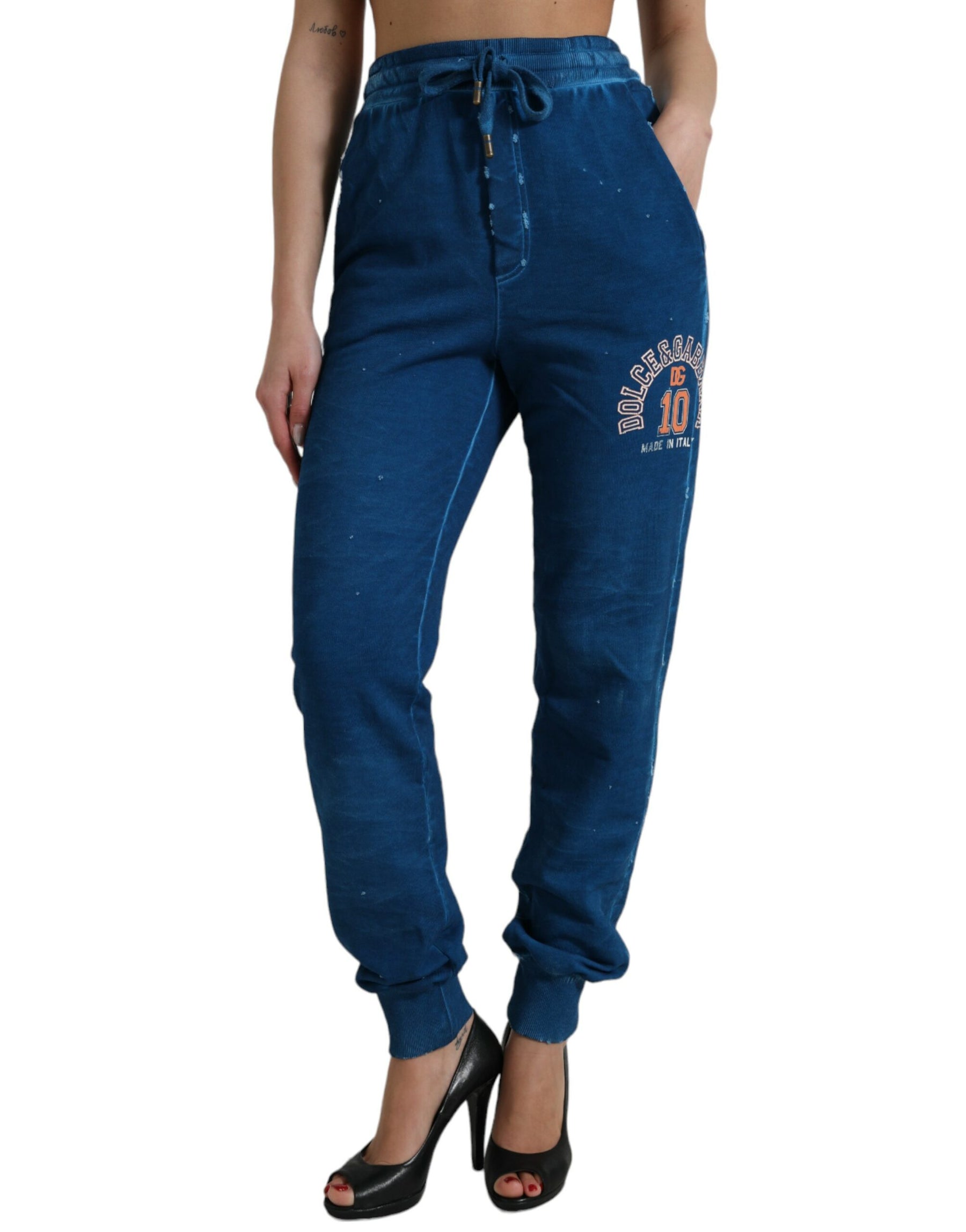 Dolce & Gabbana Blue Logo Cotton Jogger Sweatpants Pants | Regal Royce