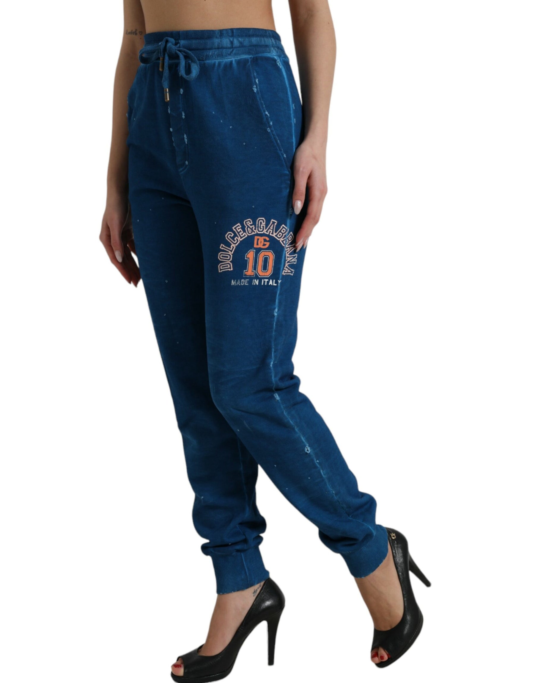 Dolce & Gabbana Blue Logo Cotton Jogger Sweatpants Pants | Regal Royce