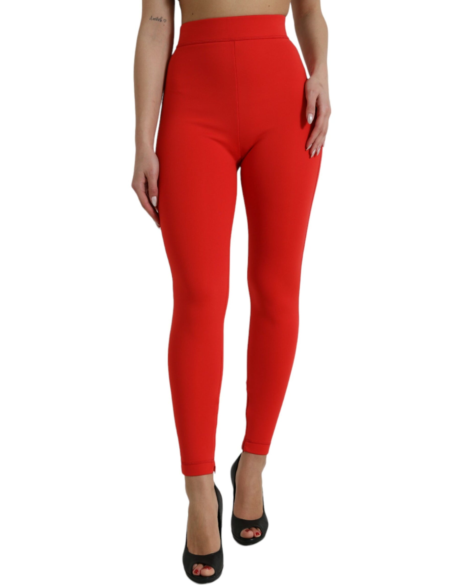 Dolce & Gabbana Red Nylon Stretch Slim Leggings Pants | Regal Royce