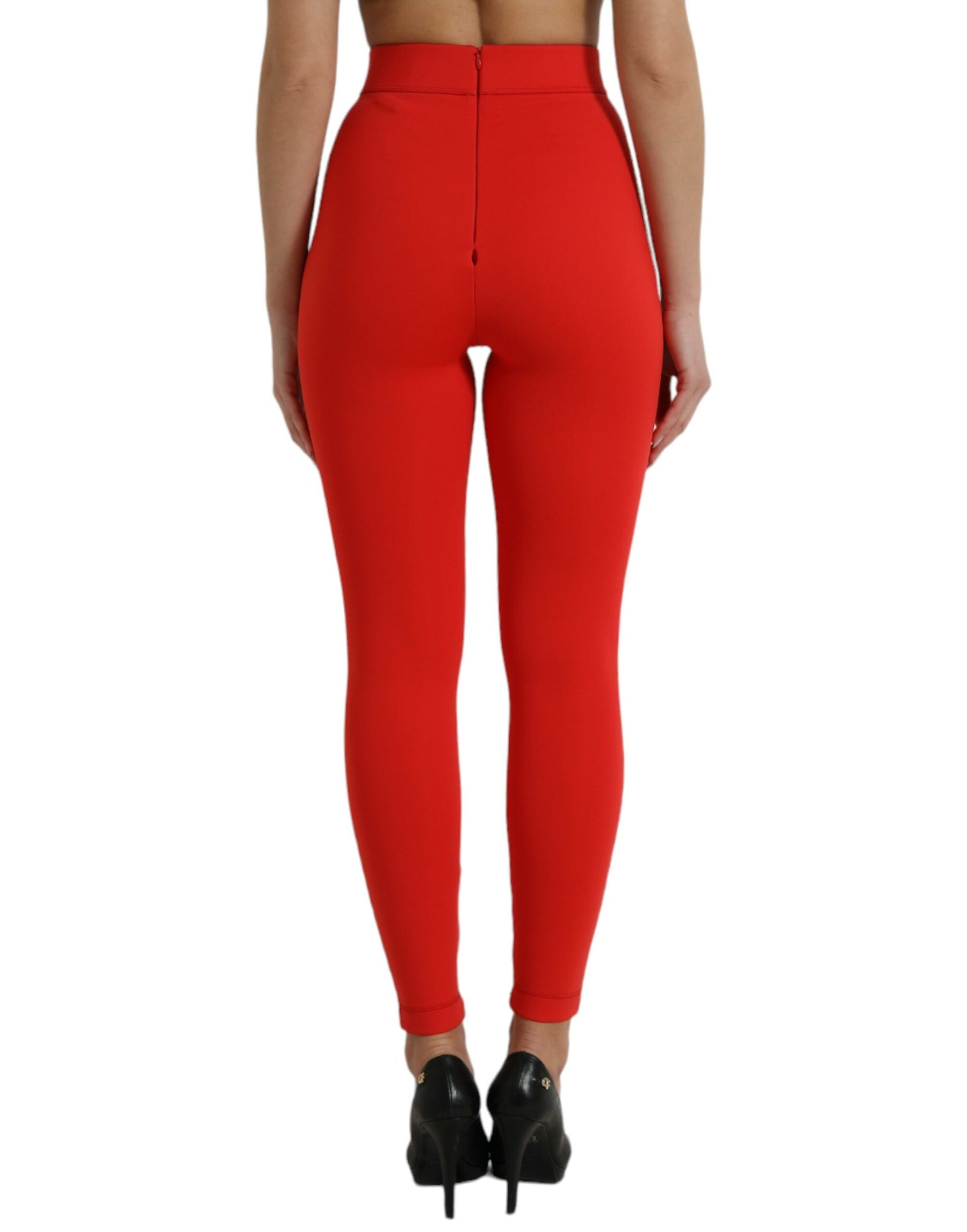 Dolce & Gabbana Red Nylon Stretch Slim Leggings Pants | Regal Royce