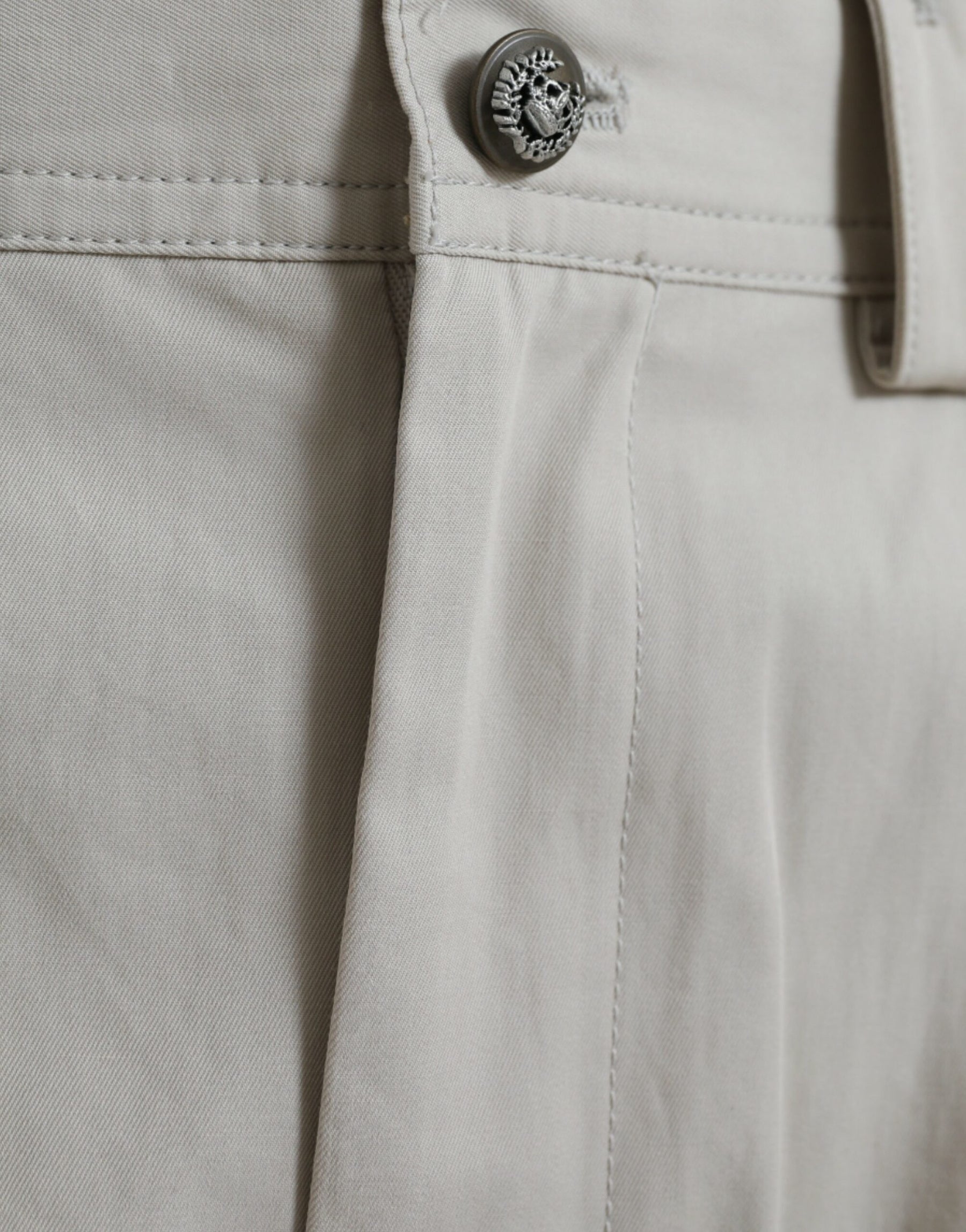 Dolce & Gabbana Beige Cotton High Waist Tapered Pants | Regal Royce