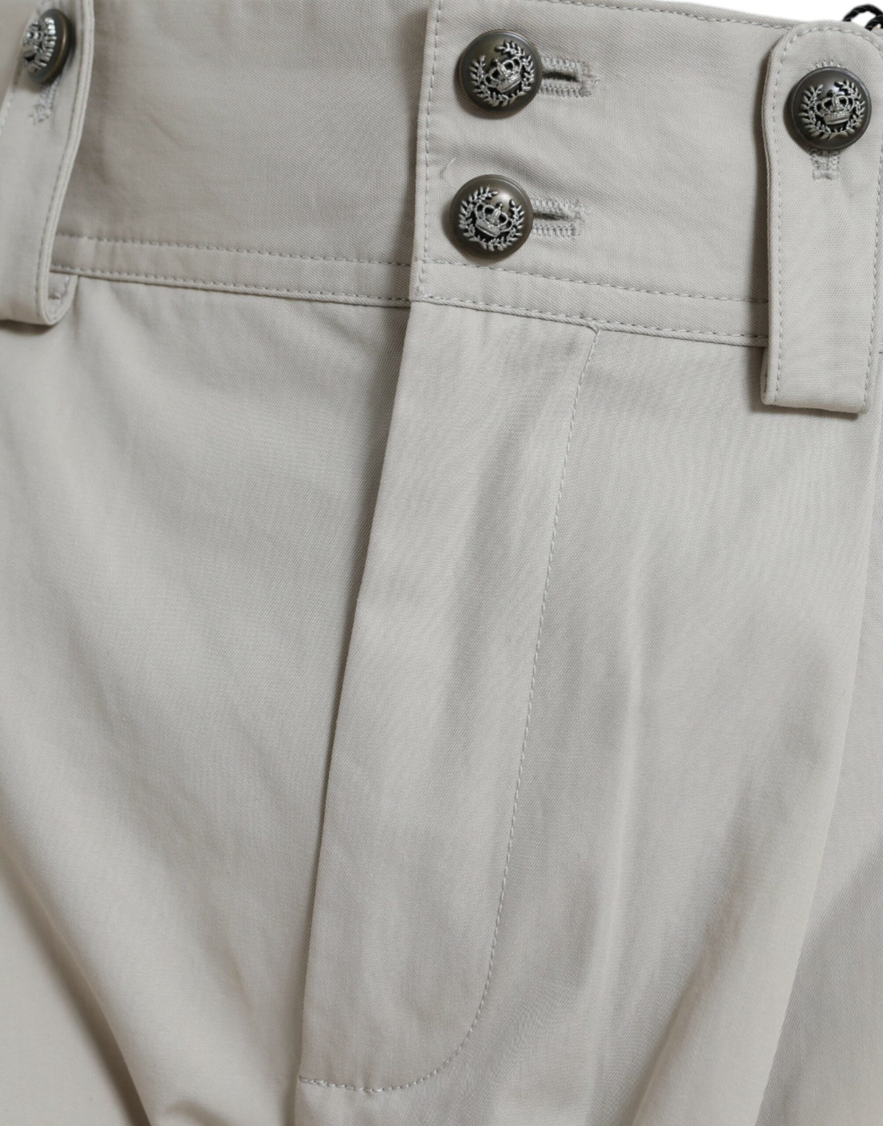 Dolce & Gabbana Beige Cotton High Waist Tapered Pants | Regal Royce