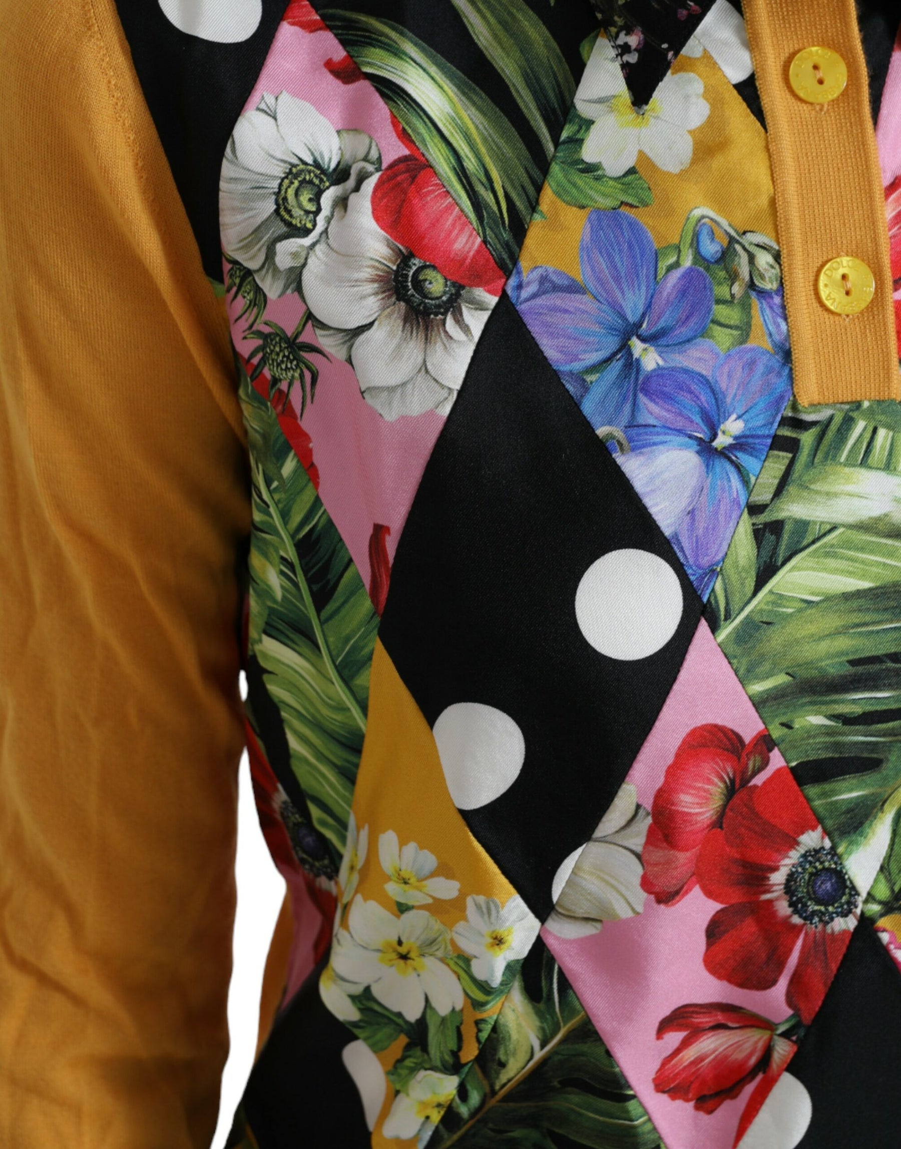 Dolce & Gabbana Multicolor Patchwork Cashmere Henley Sweater | Regal Royce