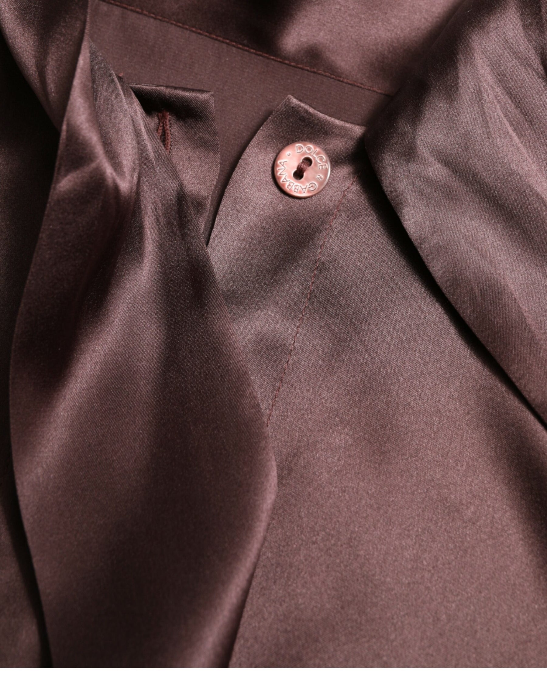 Dolce & Gabbana Brown Silk Ascot Collar Long Sleeve Blouse Top | Regal Royce
