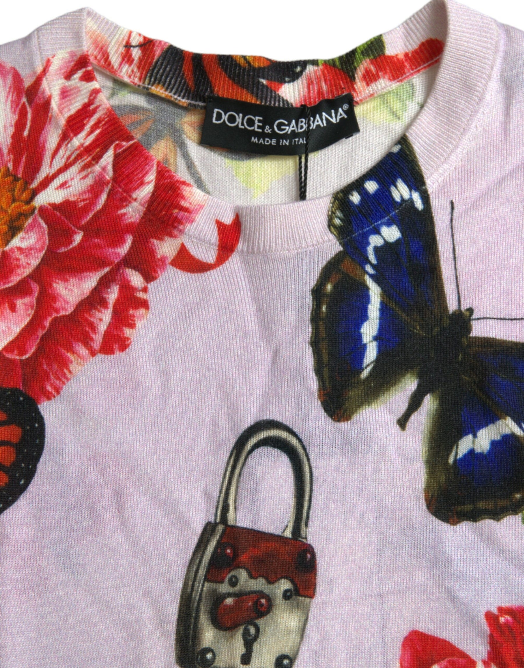 Dolce & Gabbana Multicolor Floral Padlock Butterfly Tank Top | Regal Royce