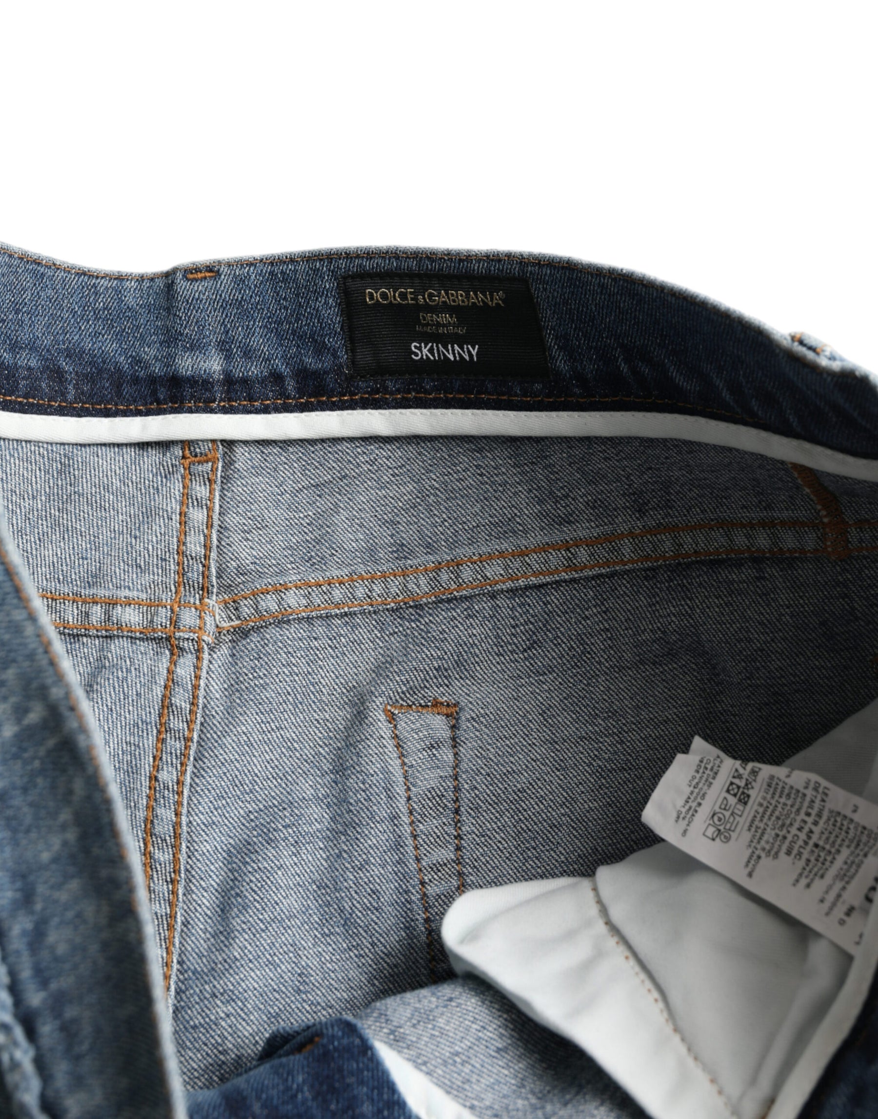 Dolce & Gabbana Blue Washed Skinny Cotton Stretch Denim Jeans | Regal Royce