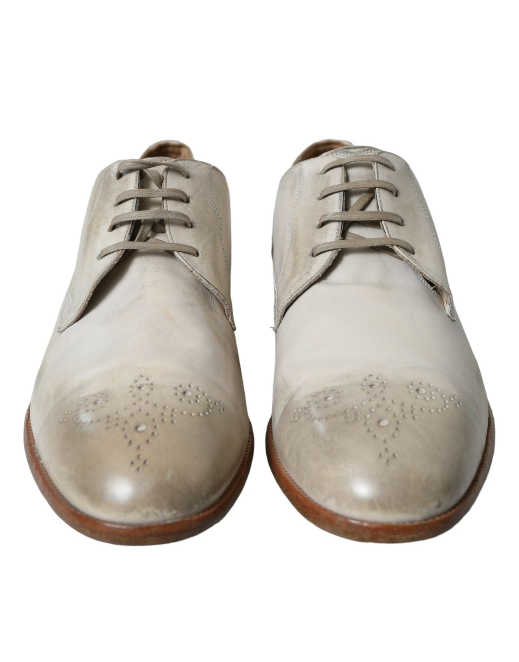 Dolce & Gabbana White Distressed Leather Derby Dress Shoes | Regal Royce