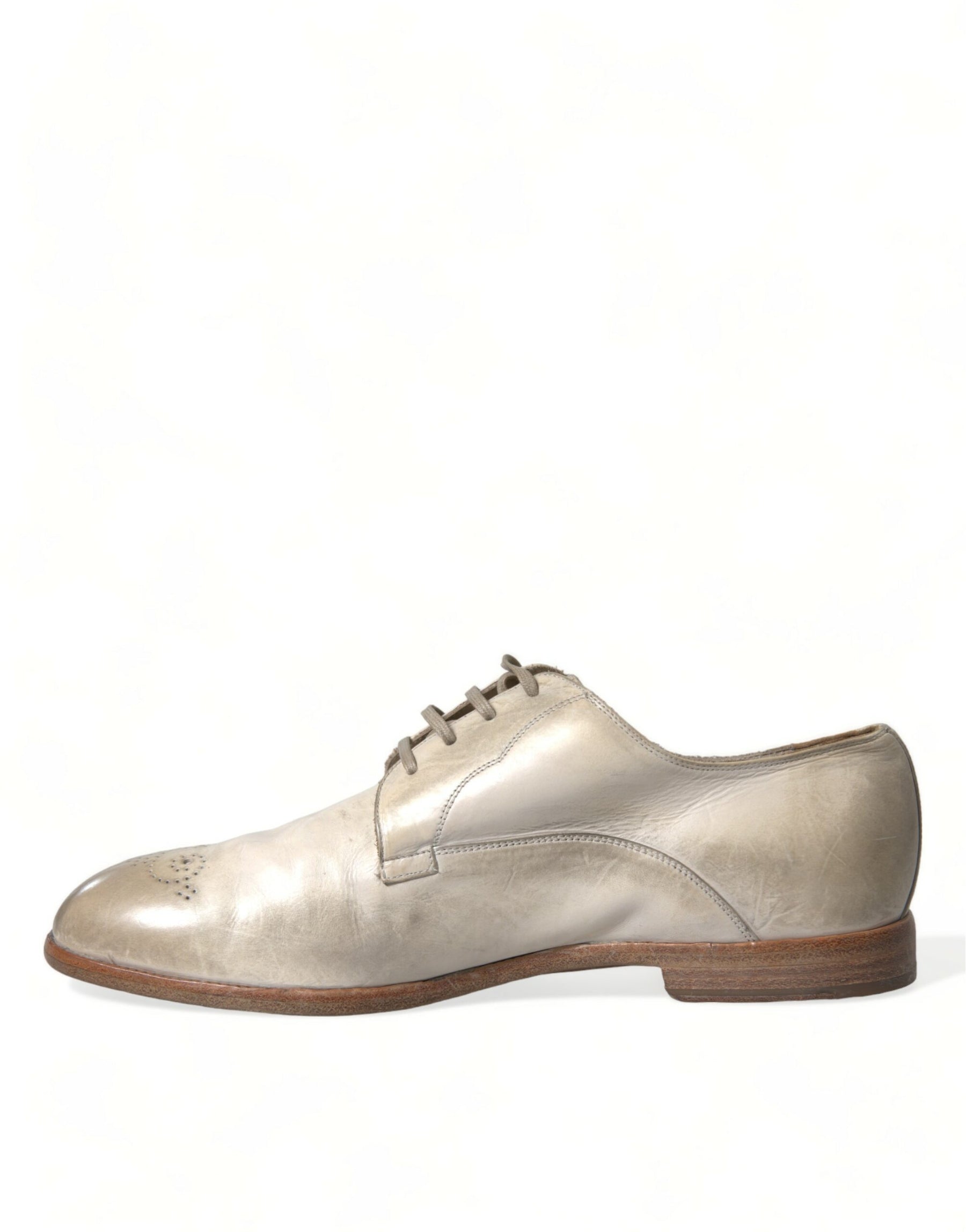 Dolce & Gabbana White Distressed Leather Derby Dress Shoes | Regal Royce