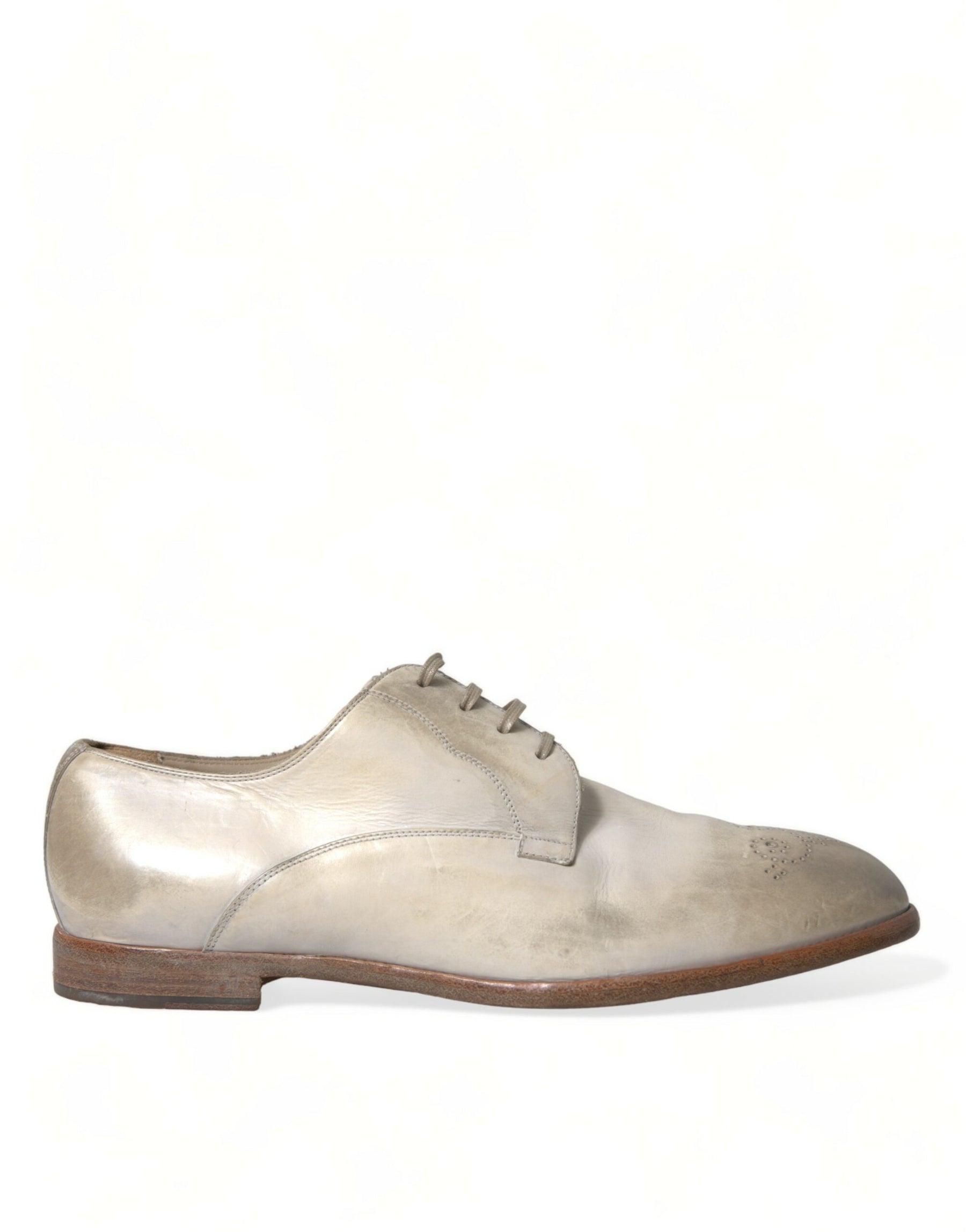 Dolce & Gabbana White Distressed Leather Derby Dress Shoes | Regal Royce