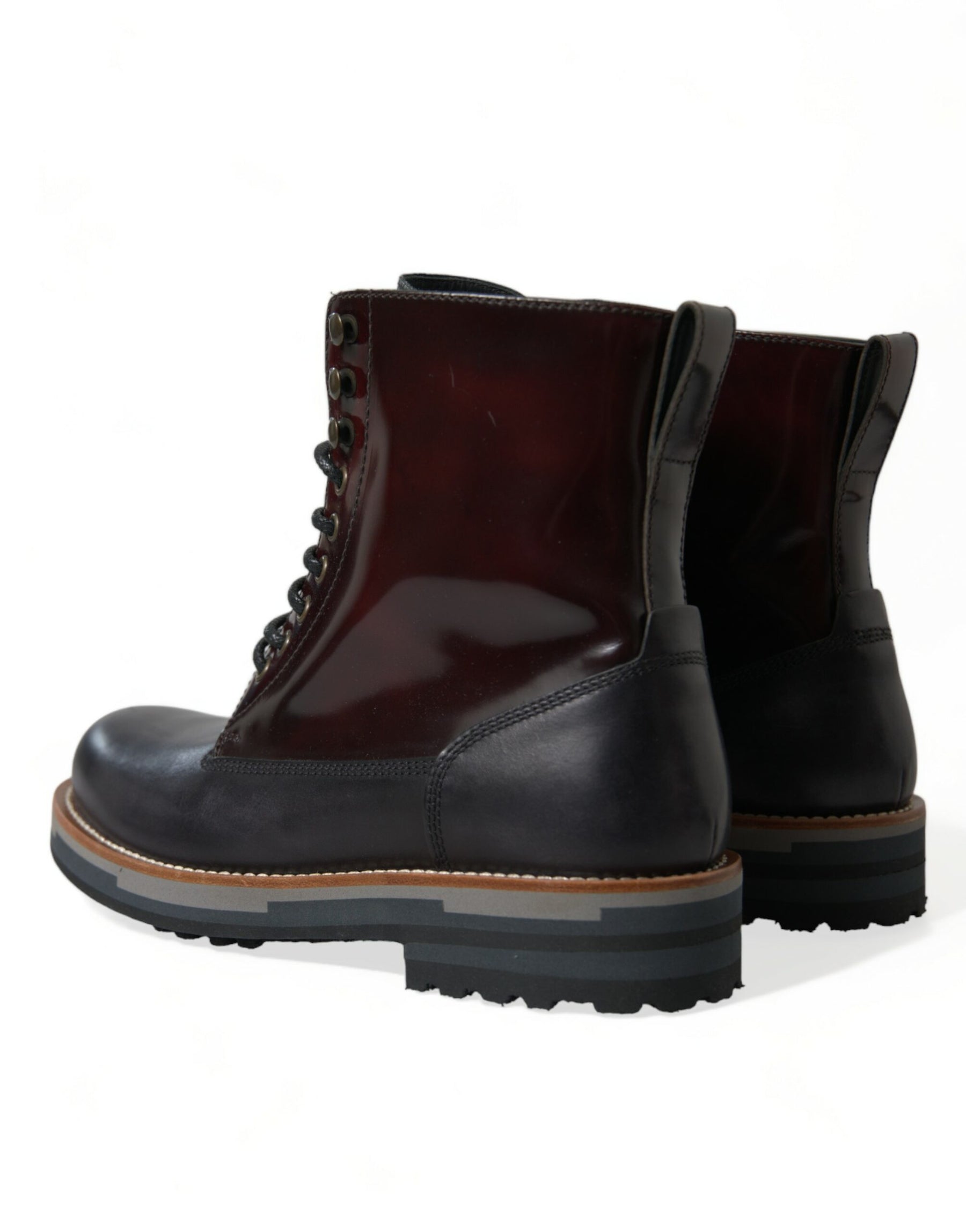 Dolce & Gabbana Black Leather Military Combat Boots Shoes | Regal Royce