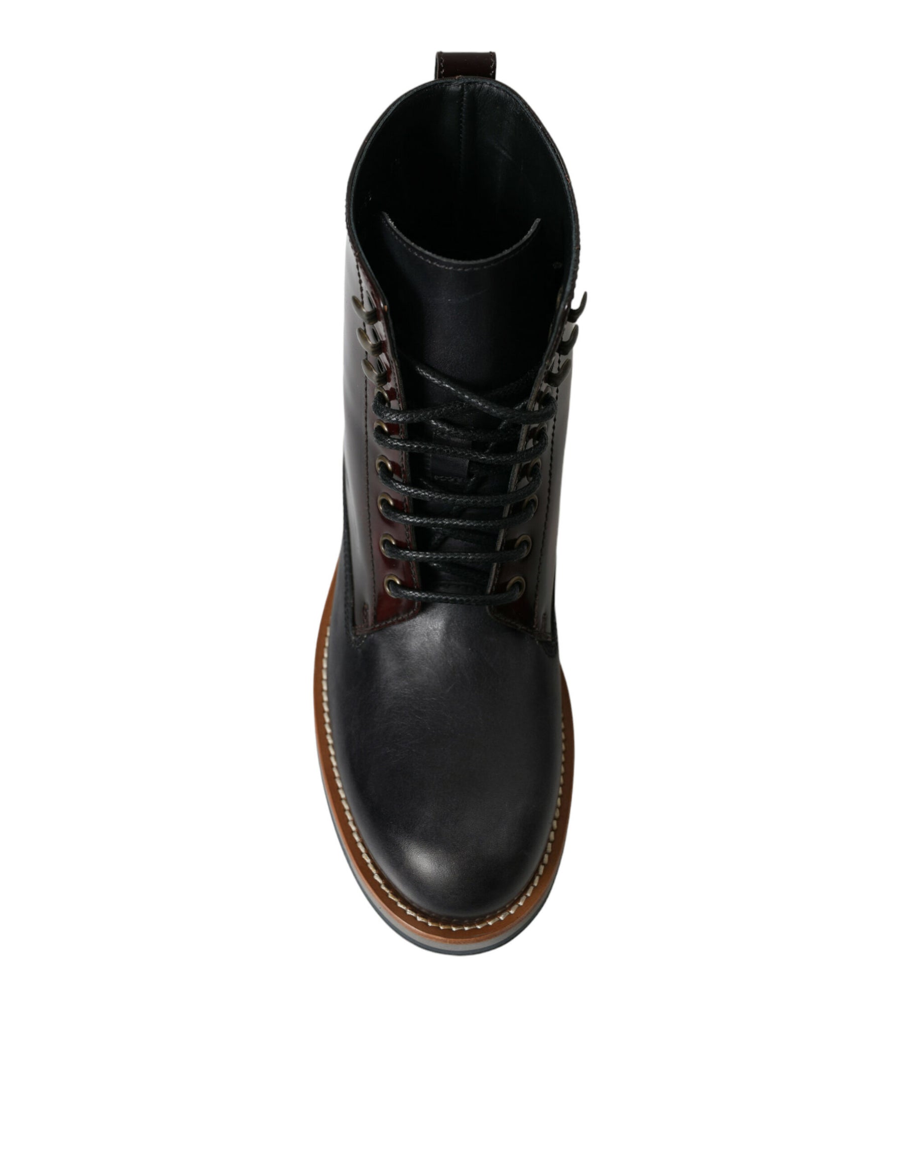 Dolce & Gabbana Black Leather Military Combat Boots Shoes | Regal Royce