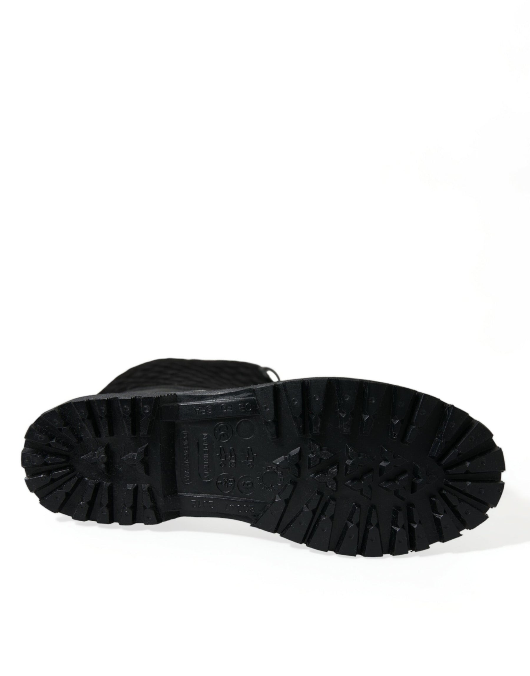 Dolce & Gabbana Black Chioggia Rubber Suede Rain Boots Shoes | Regal Royce