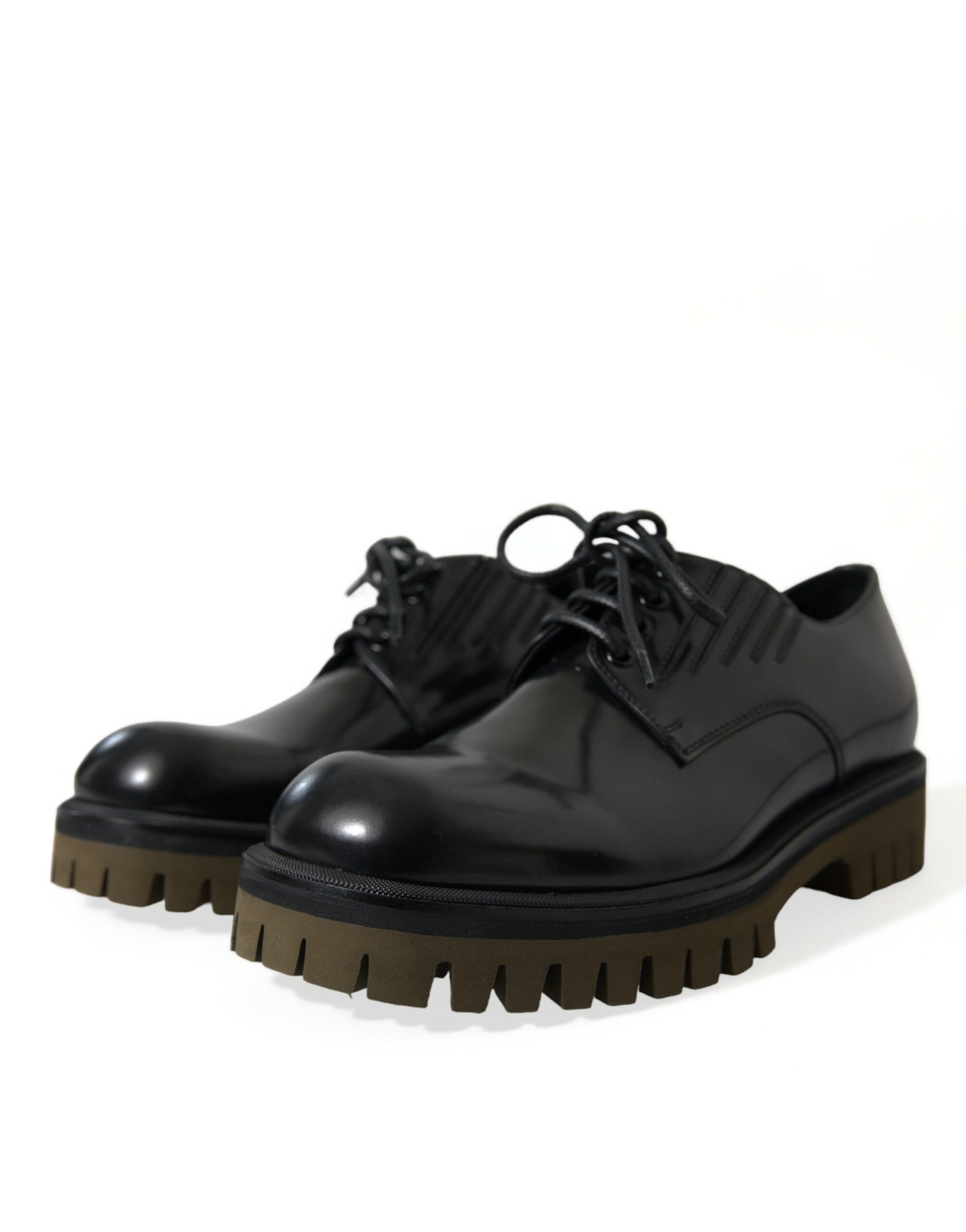 Dolce & Gabbana Black Leather Lace Up Derby Men Dress Shoes | Regal Royce