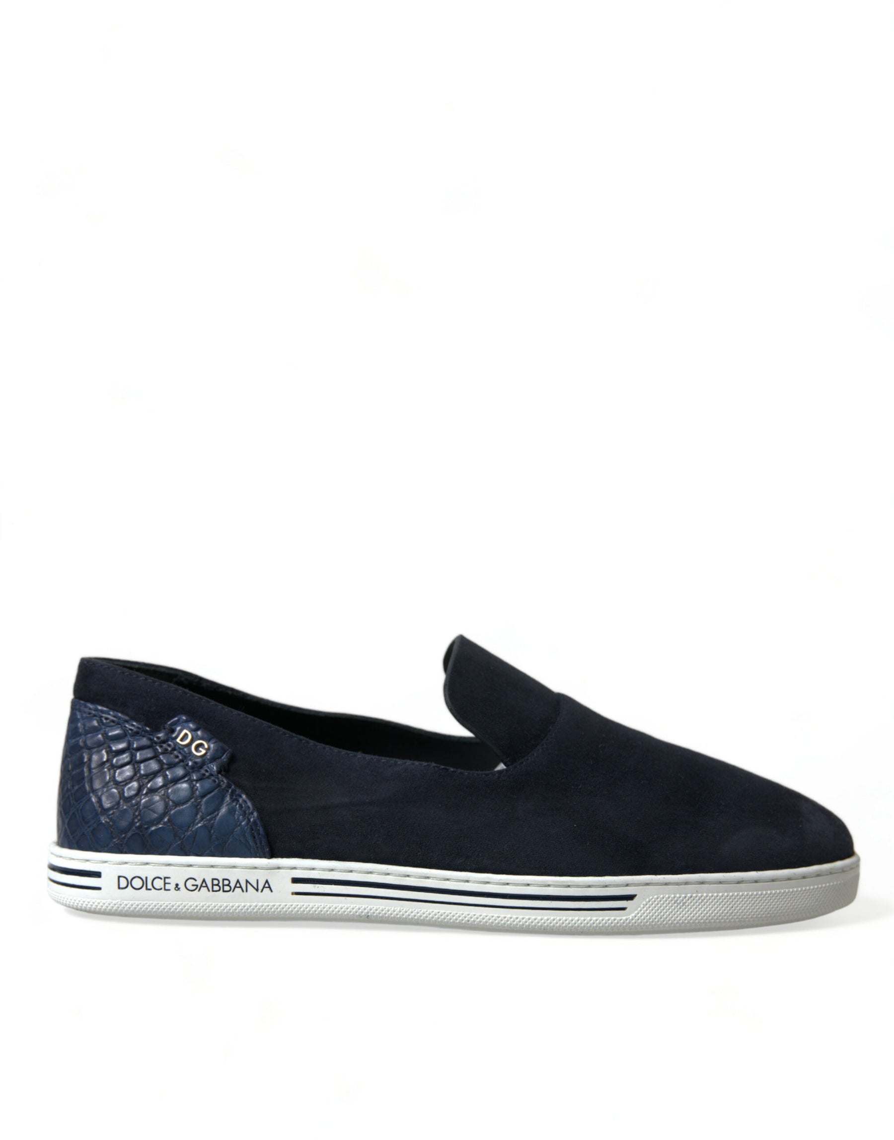 Dolce & Gabbana Blue Suede Caiman Loafers Saint Tropez Shoes | Regal Royce