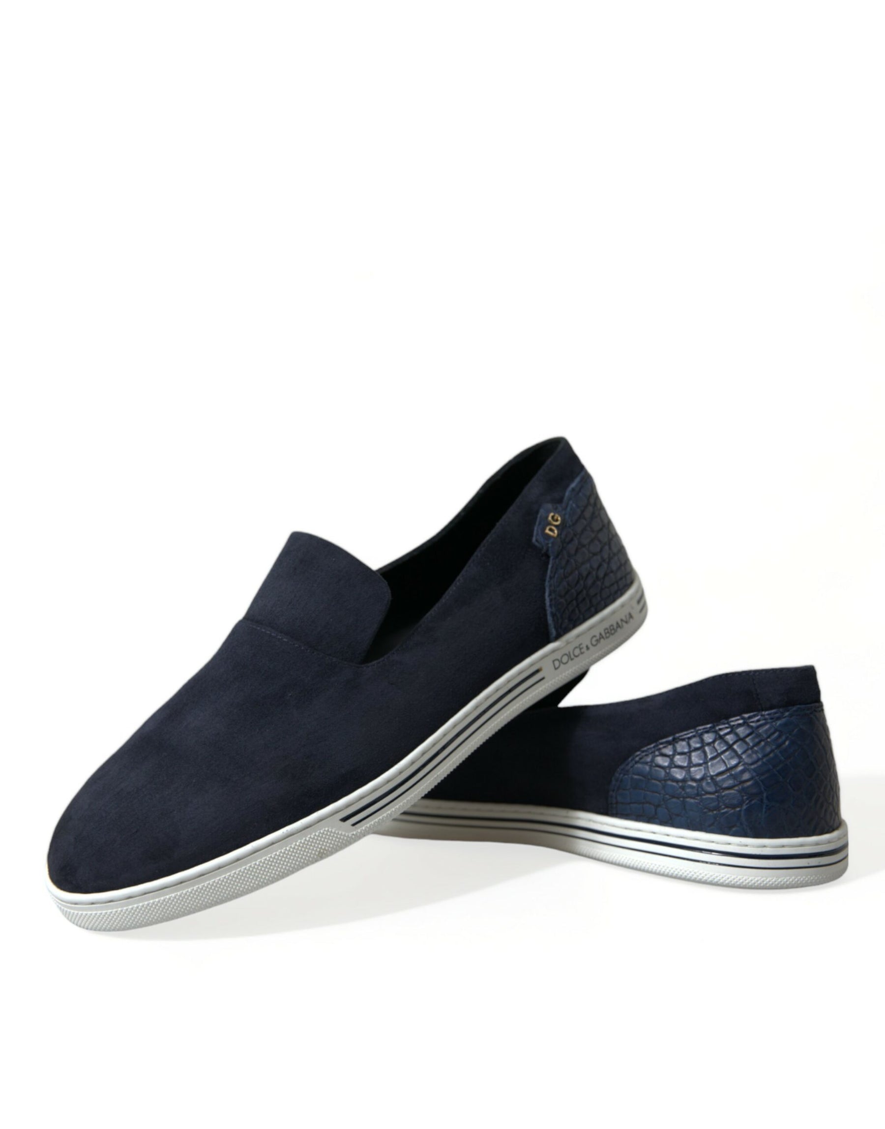 Dolce & Gabbana Blue Suede Caiman Loafers Saint Tropez Shoes | Regal Royce