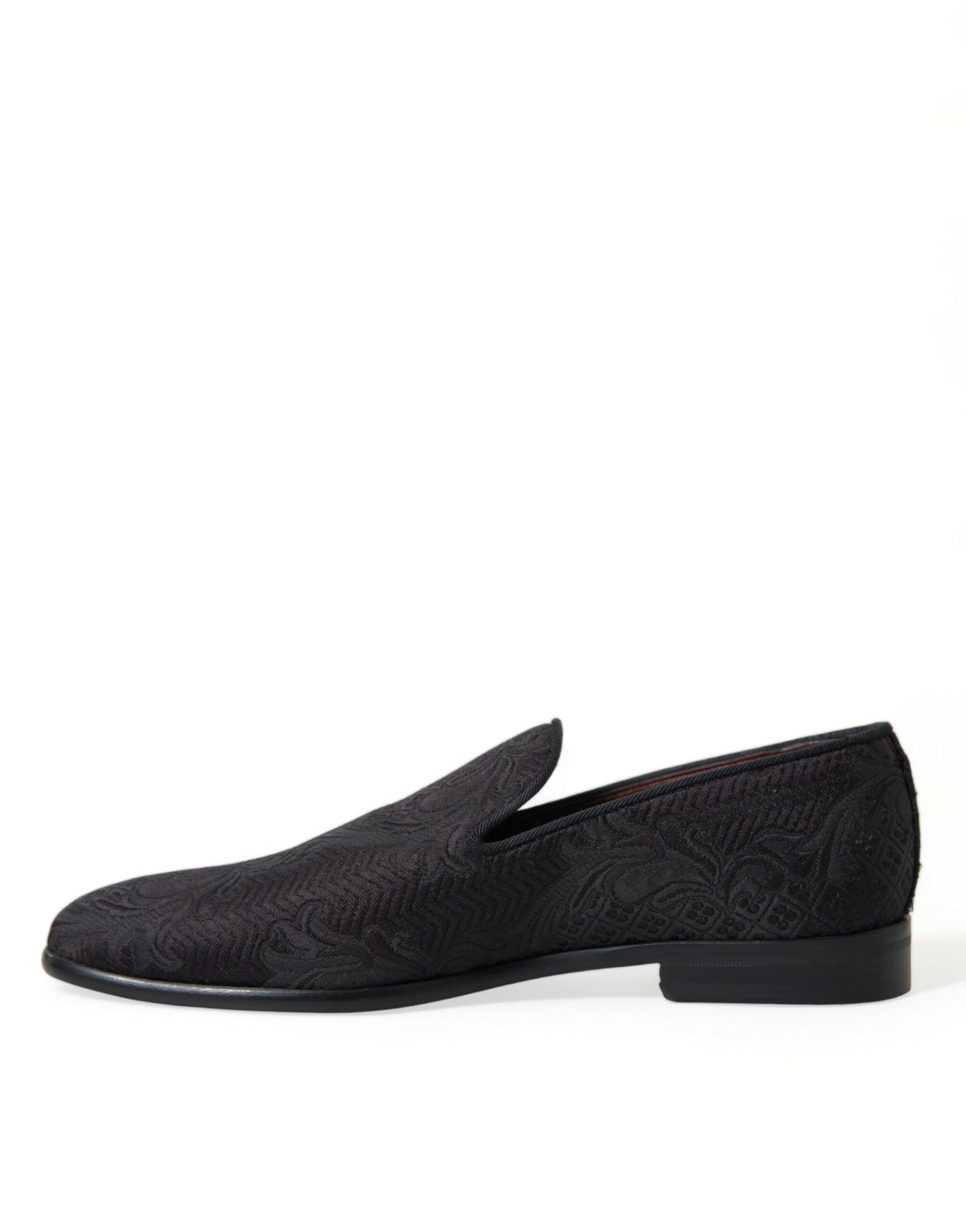 Dolce & Gabbana Black Brocade Men Slip On Loafer Dress Shoes | Regal Royce