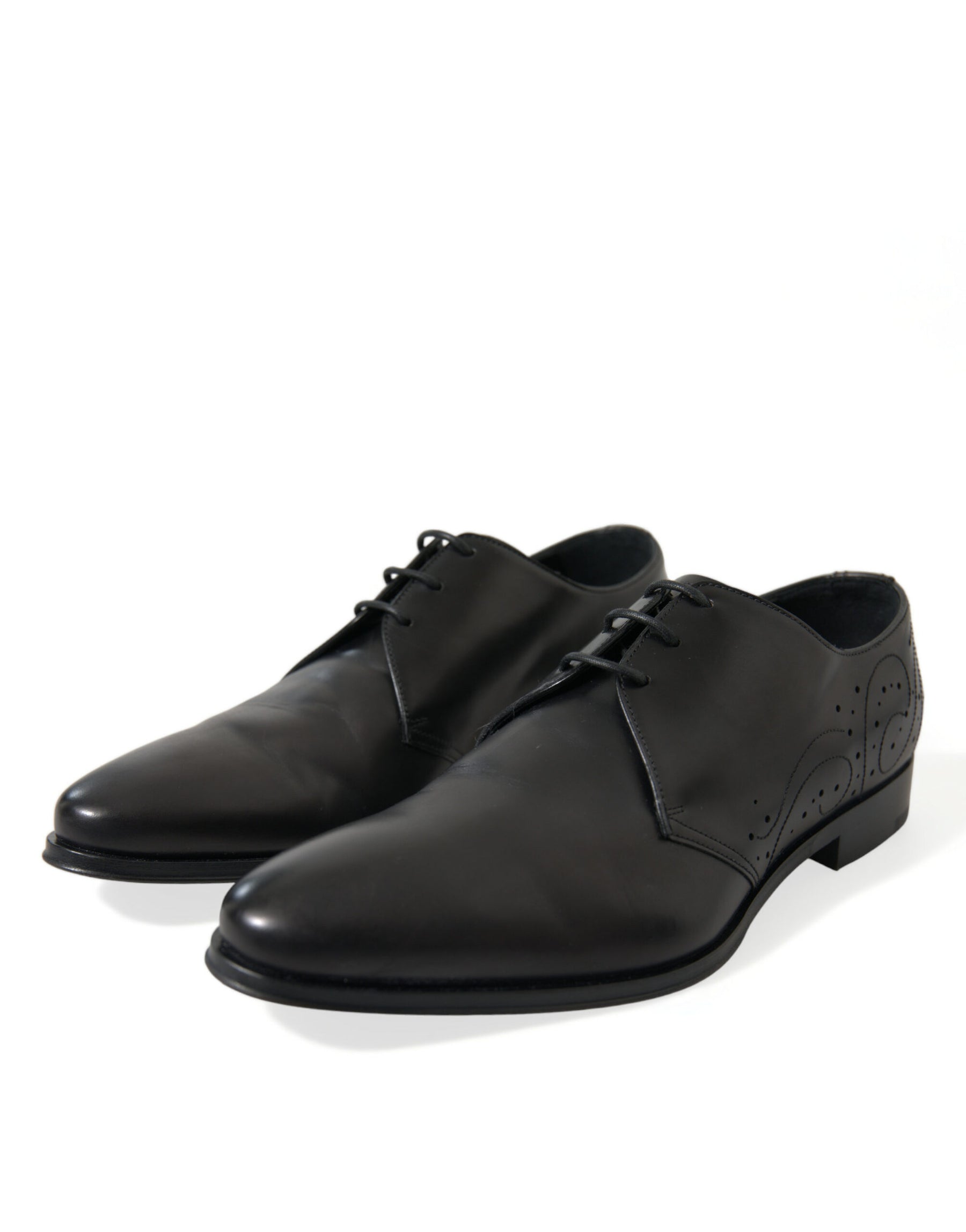 Dolce & Gabbana Black Leather Lace Up Formal Derby Dress Shoes | Regal Royce
