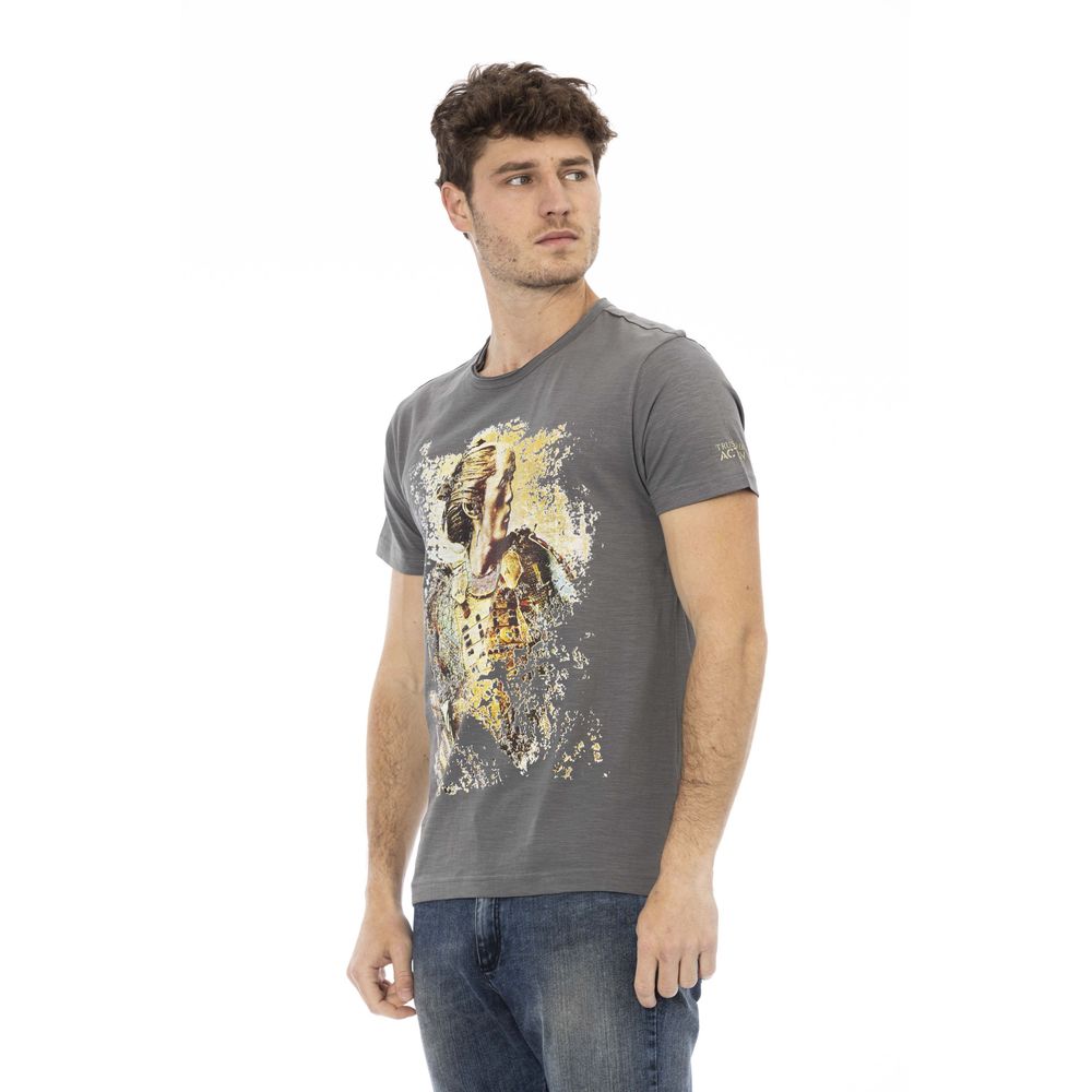 Trussardi Action Gray Cotton Men Short Sleeve T-Shirt | Regal Royce