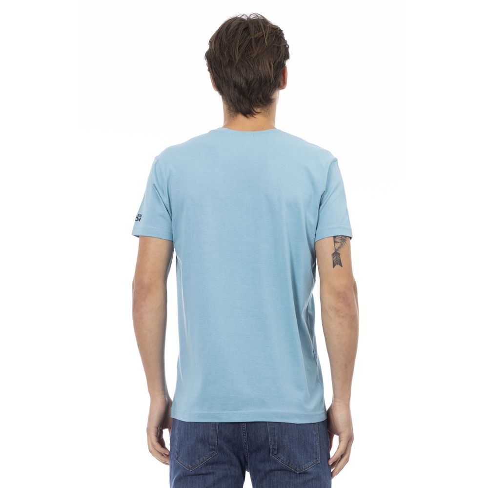 Trussardi Action Light Blue Cotton Men T-Shirt | Regal Royce