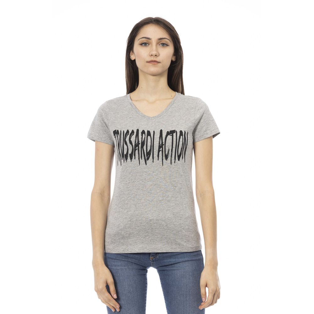 Trussardi Action Gray Cotton Women T-Shirt | Regal Royce