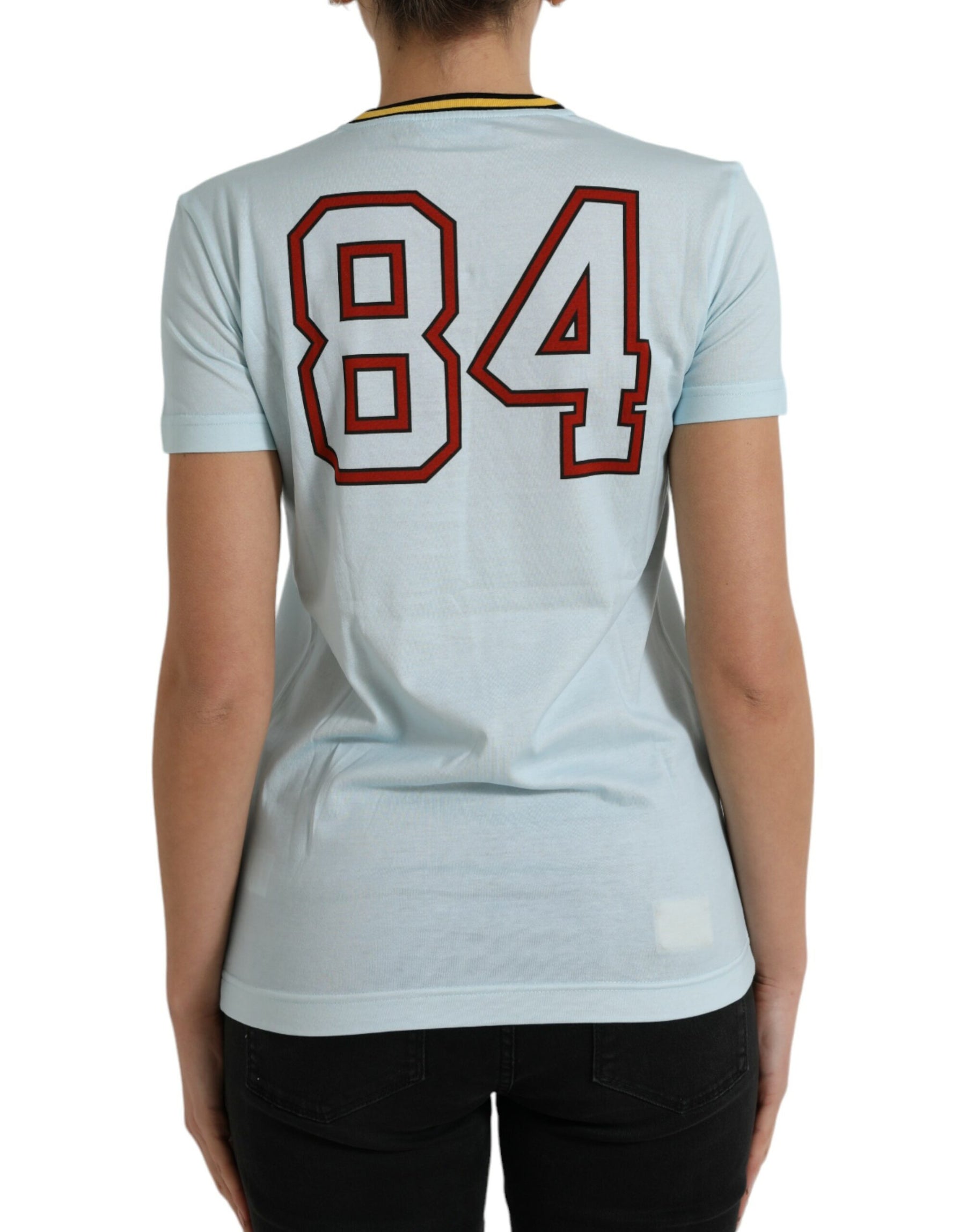 Dolce & Gabbana Light Blue Cotton Free Love Crew Neck T-shirt | Regal Royce