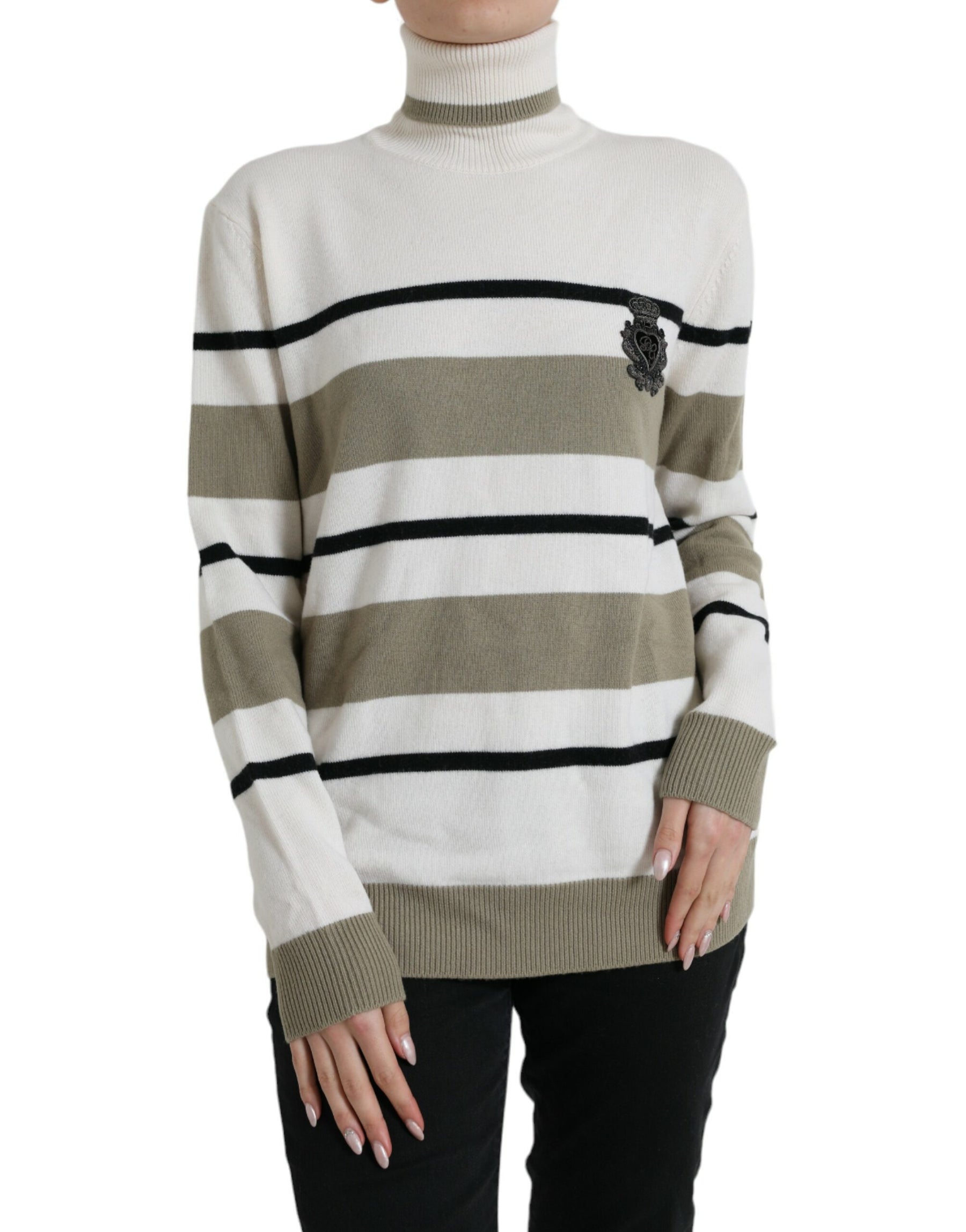 Dolce & Gabbana Multicolor Stripe Wool Logo Pullover Sweater | Regal Royce