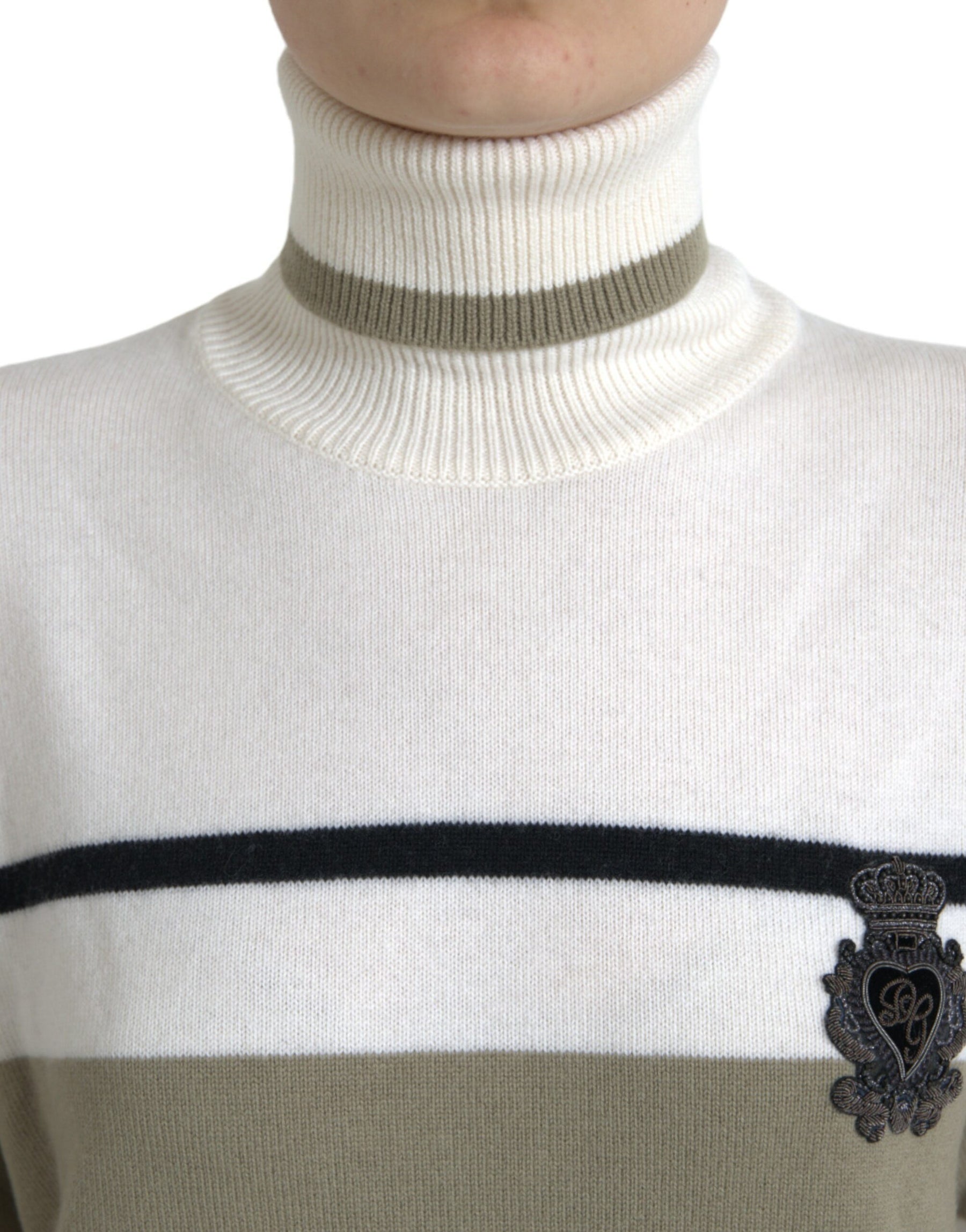 Dolce & Gabbana Multicolor Stripe Wool Logo Pullover Sweater | Regal Royce