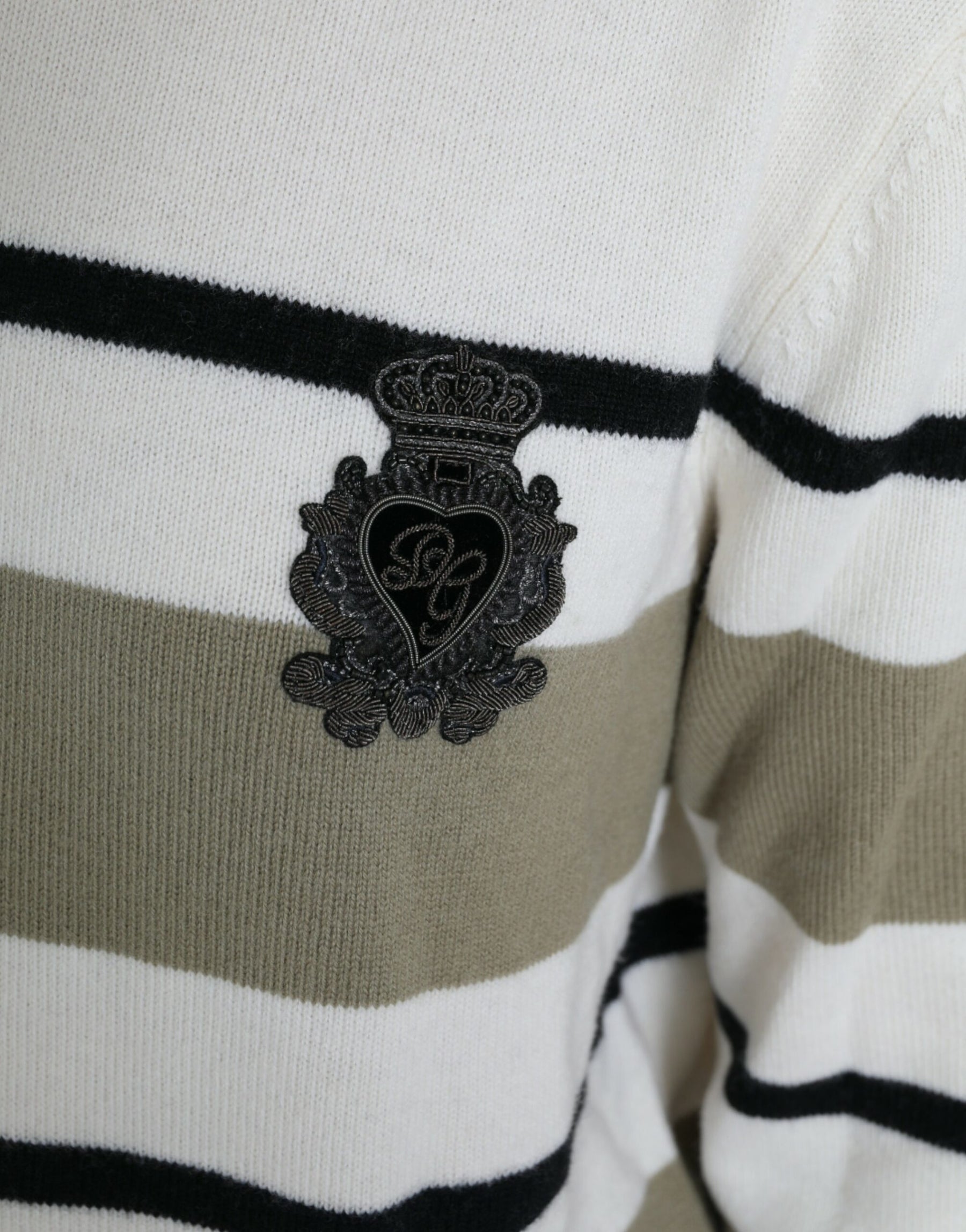 Dolce & Gabbana Multicolor Stripe Wool Logo Pullover Sweater | Regal Royce