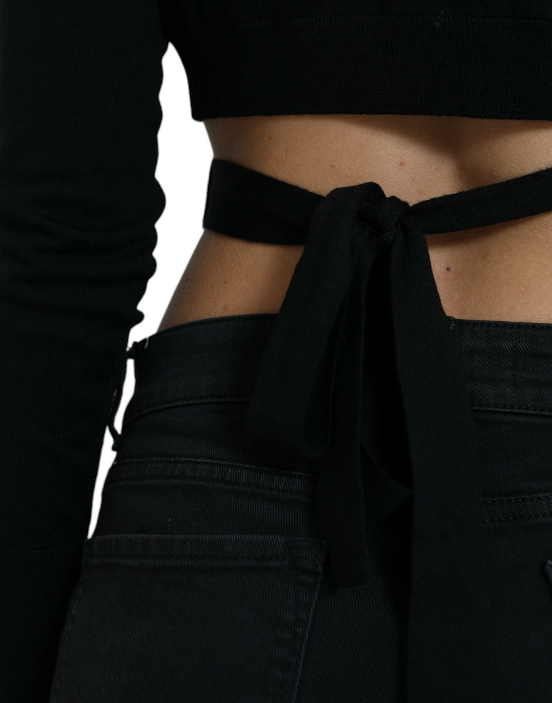 Dolce & Gabbana Black Wool V-neck Crossed Cardigan Sweater | Regal Royce