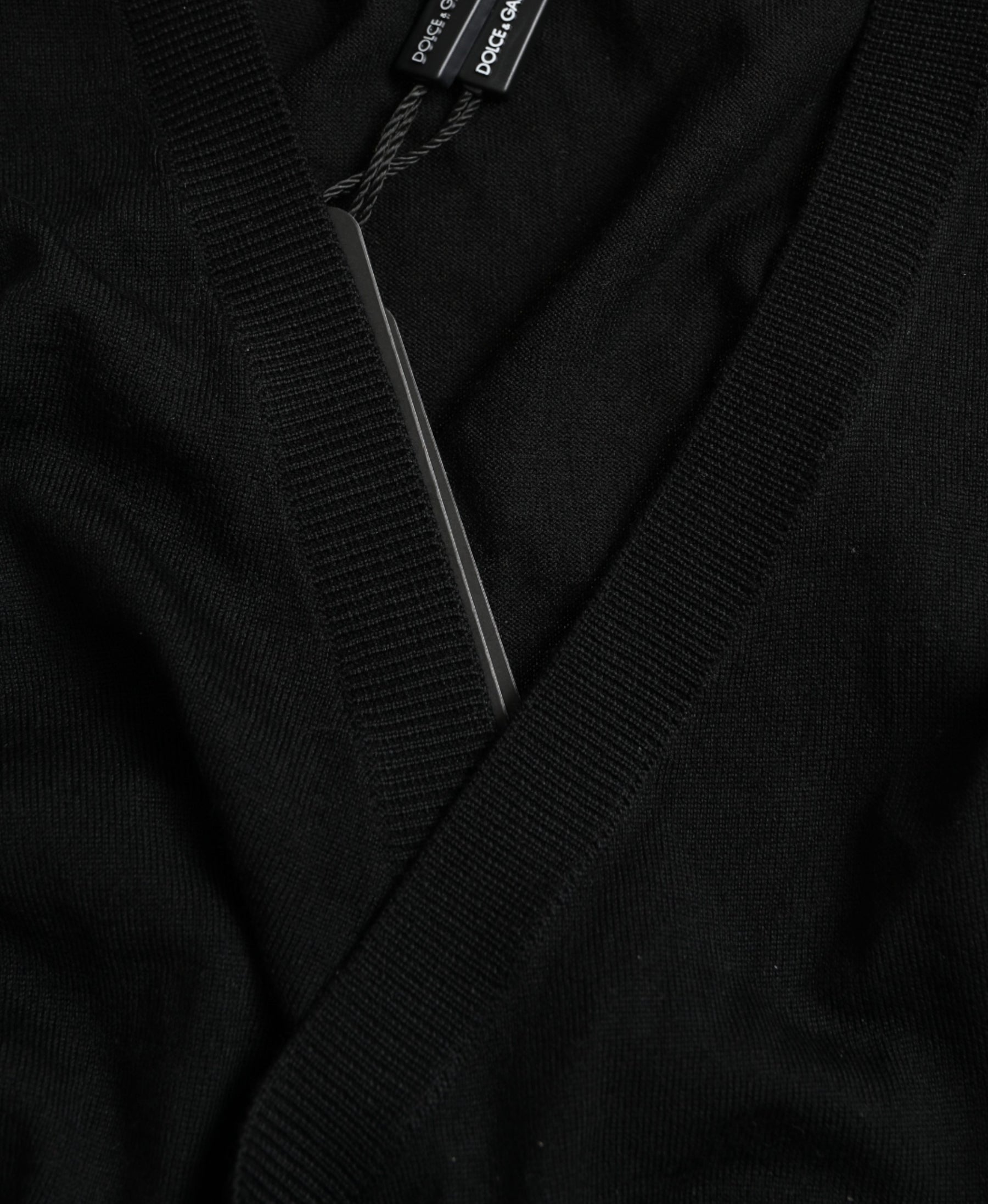 Dolce & Gabbana Black Wool V-neck Crossed Cardigan Sweater | Regal Royce