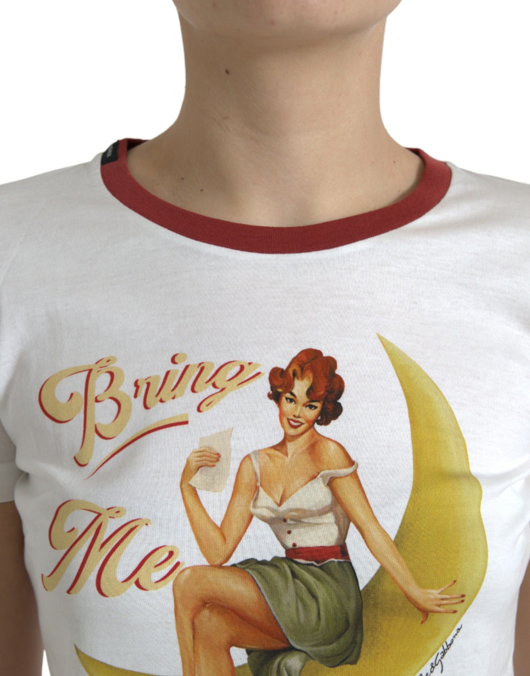 Dolce & Gabbana White Bring Me To The Moon T-shirt Top | Regal Royce