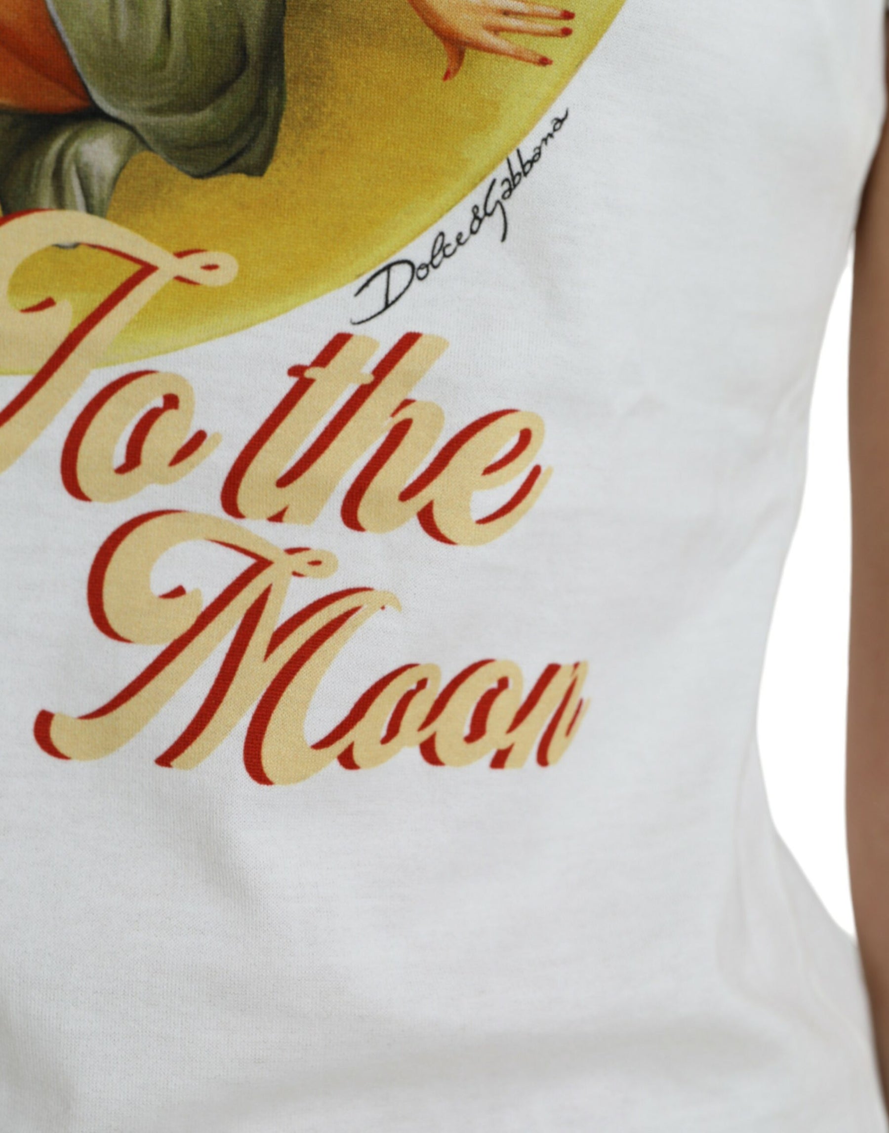 Dolce & Gabbana White Bring Me To The Moon T-shirt Top | Regal Royce