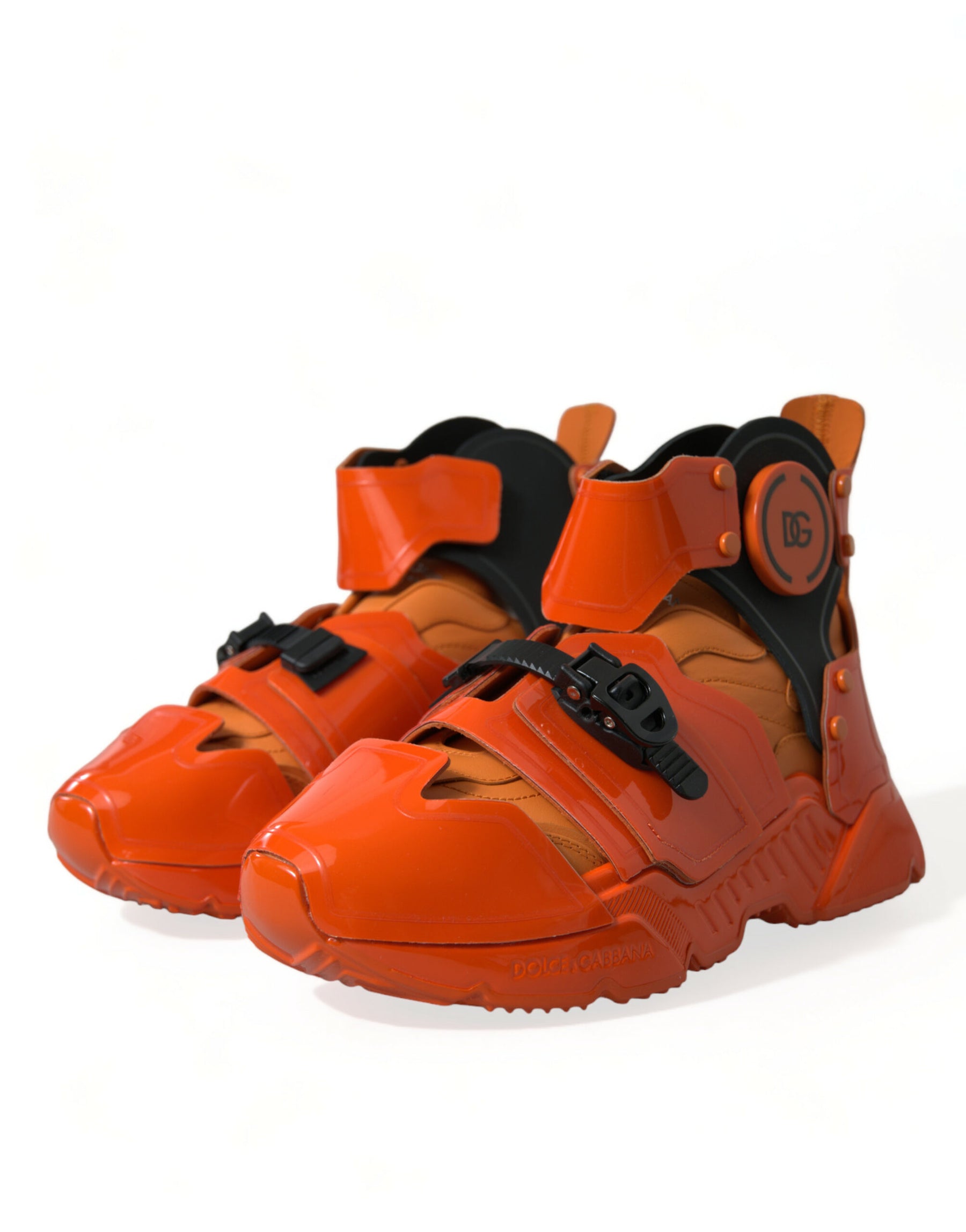 Dolce & Gabbana Orange Multi Panel Chunky High Top Sneakers Shoes | Regal Royce