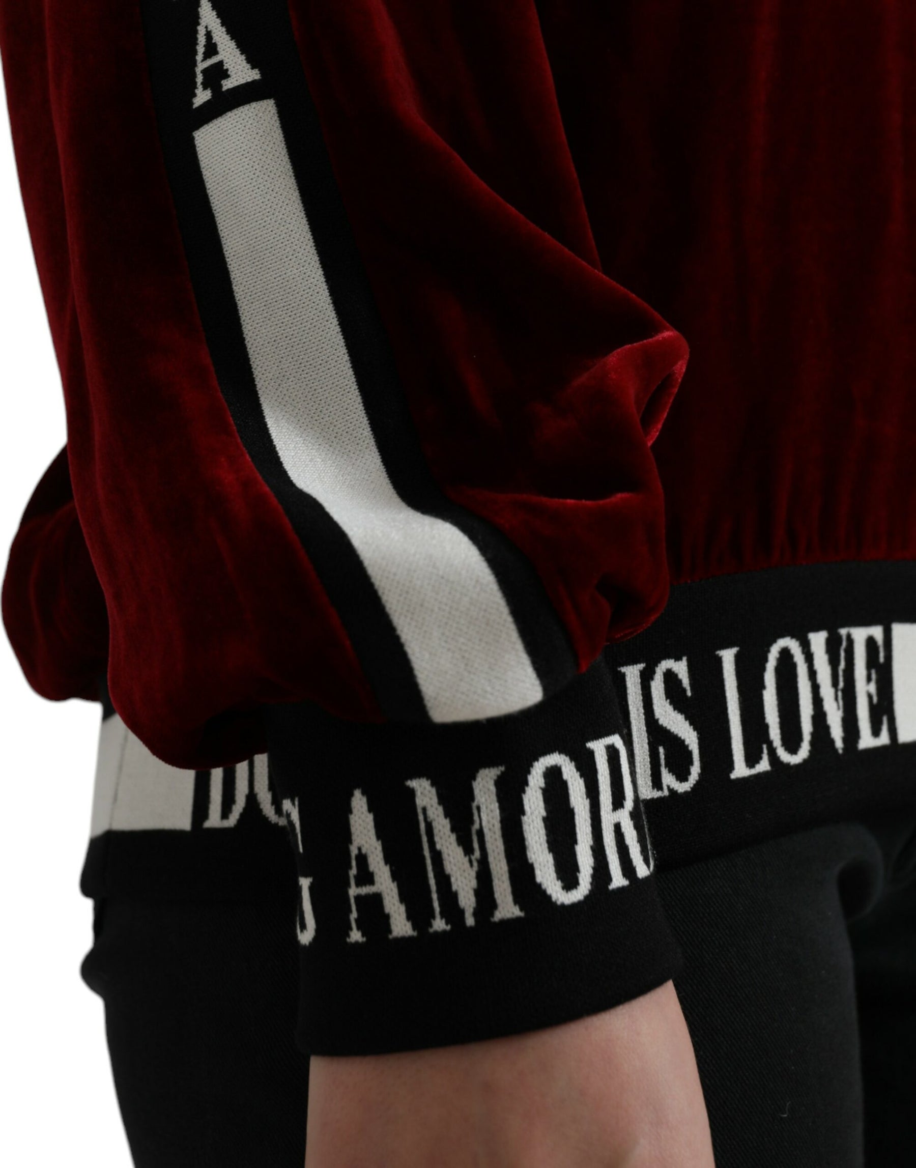 Dolce & Gabbana Bordeaux Velvet Round Neck Pullover Sweater | Regal Royce