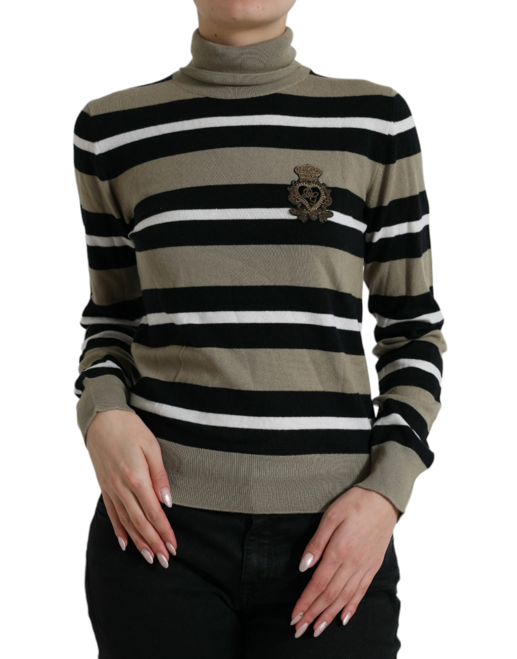 Dolce & Gabbana Multicolor Stripe Wool Logo Pullover Sweater | Regal Royce