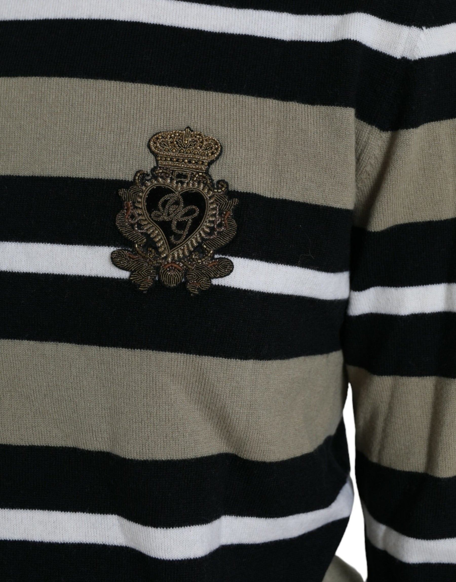 Dolce & Gabbana Multicolor Stripe Wool Logo Pullover Sweater | Regal Royce