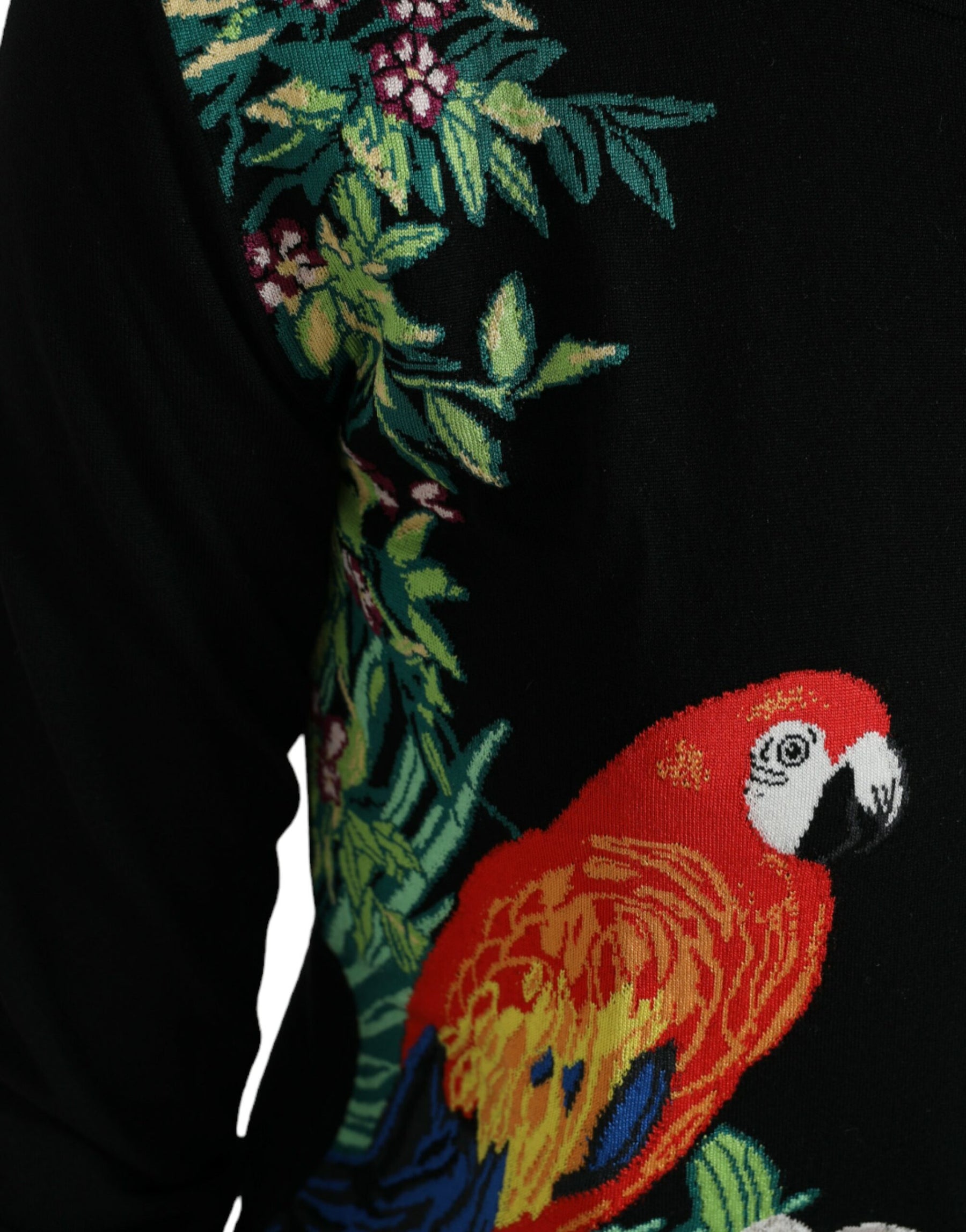 Dolce & Gabbana Black Bird Wool Long Sleeve Cardigan Sweater | Regal Royce
