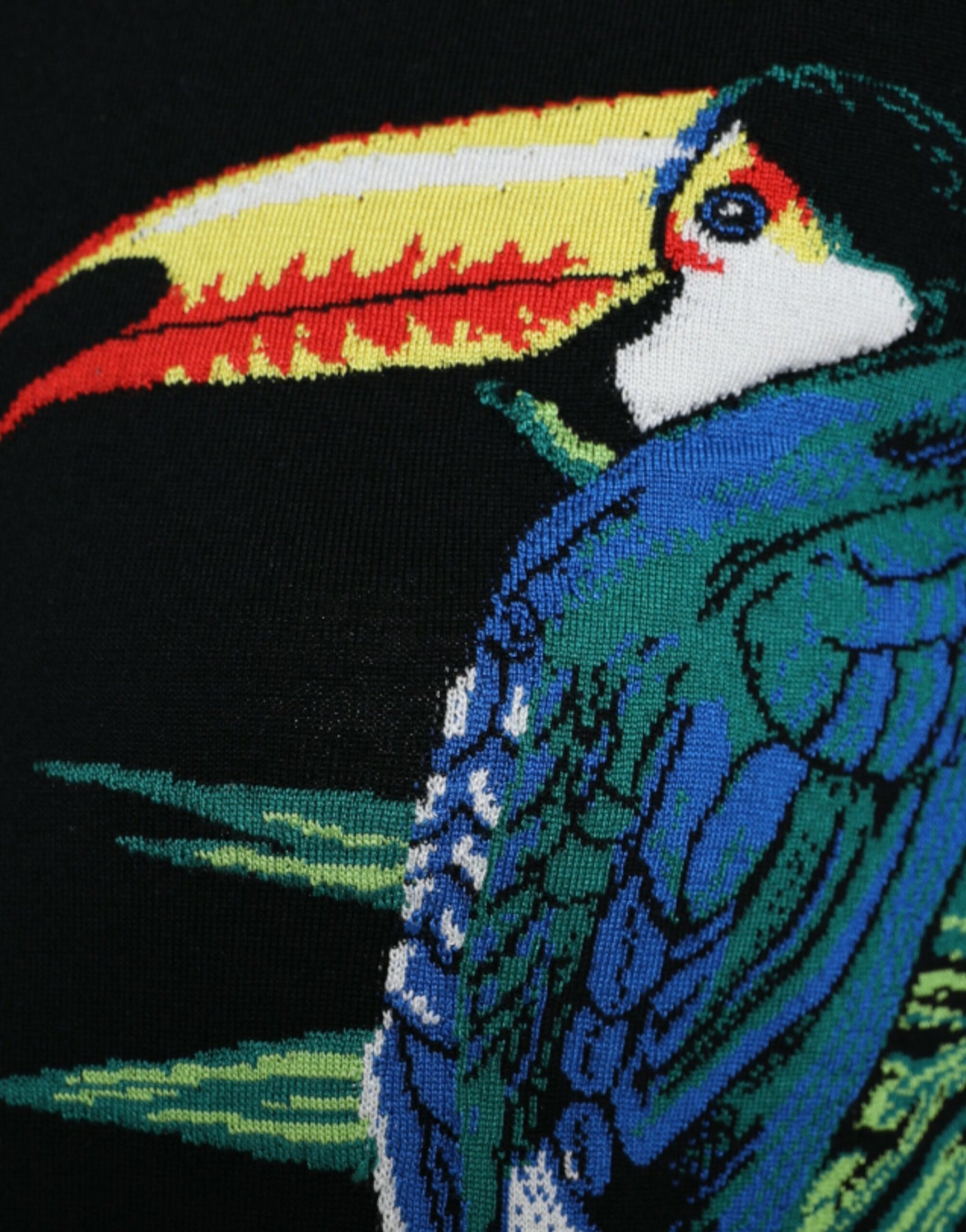 Dolce & Gabbana Black Bird Wool Long Sleeve Cardigan Sweater | Regal Royce