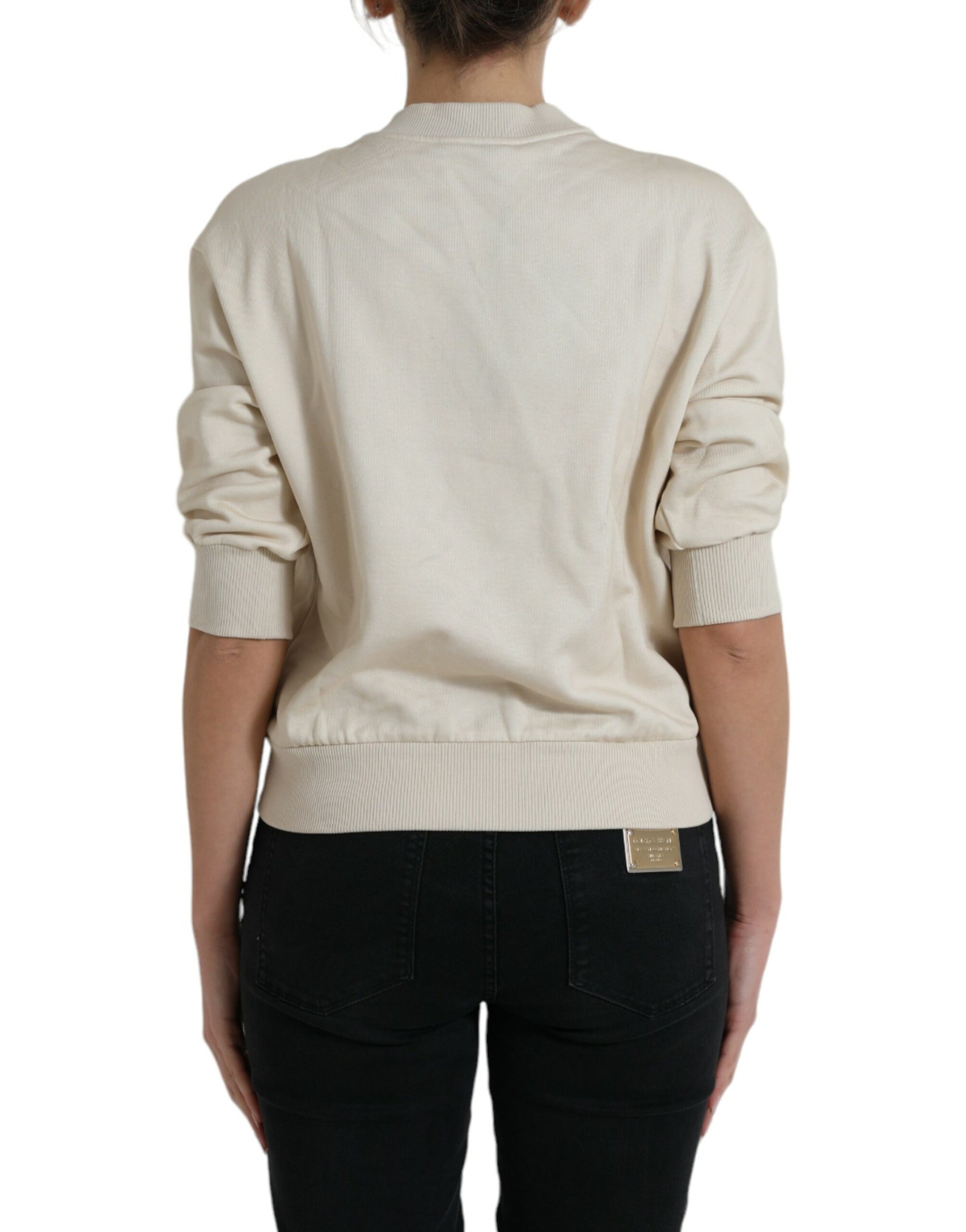 Dolce & Gabbana Beige Jungle Printed Cotton Pullover Sweater | Regal Royce