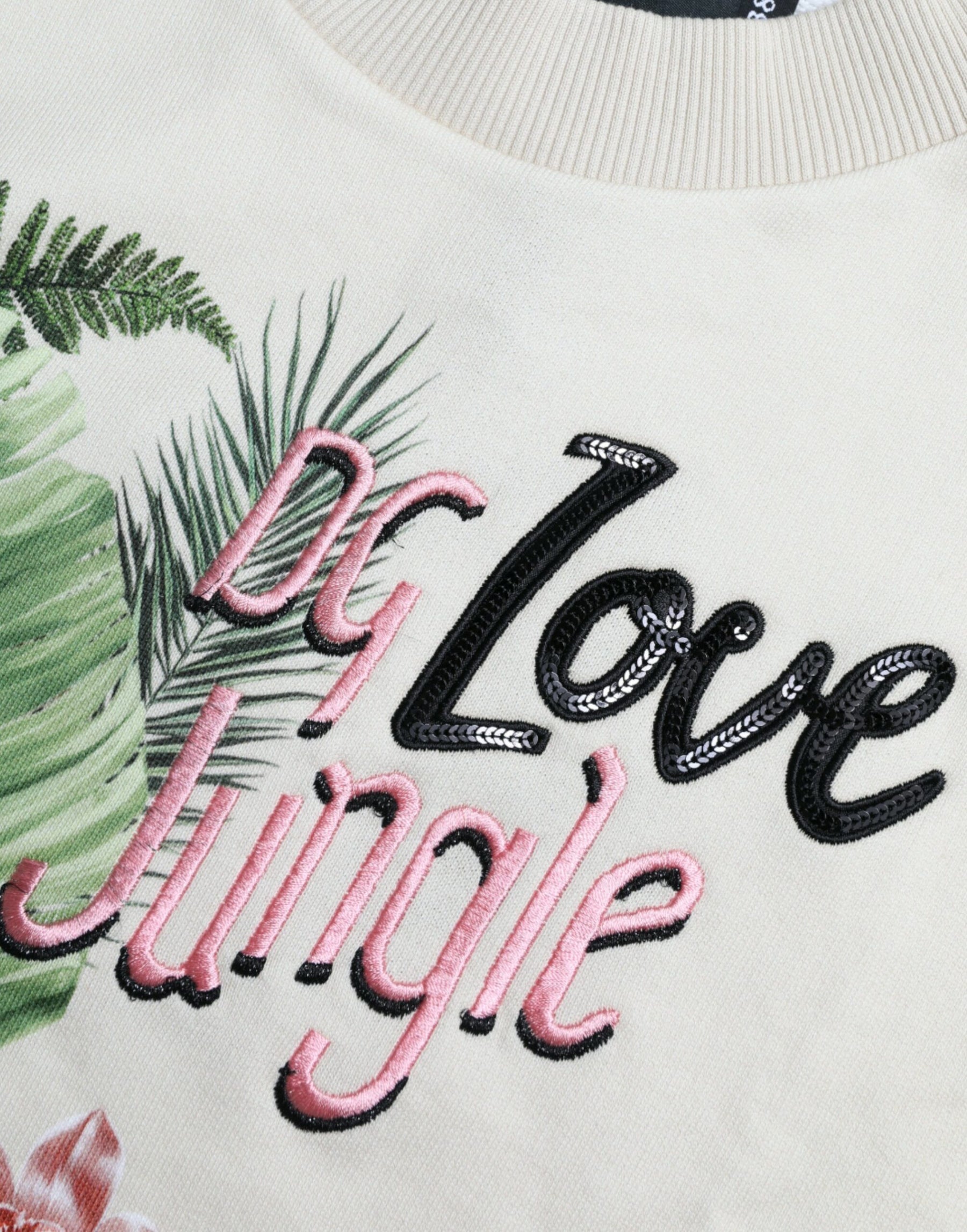 Dolce & Gabbana Beige Jungle Printed Cotton Pullover Sweater | Regal Royce